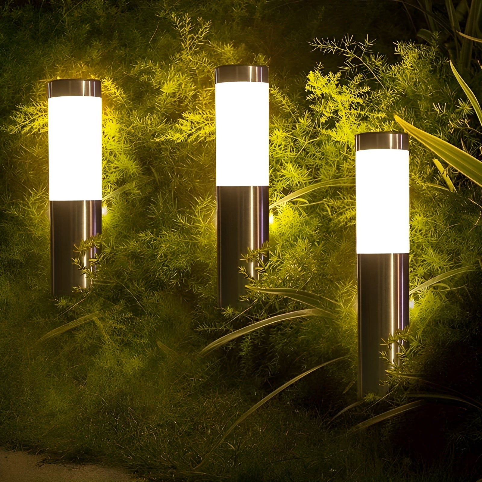 SteelPath Light - 2er Set LED Landschaftsbeleuchtung Zylindrisch Edelstahl Gartenleuchten Elegare