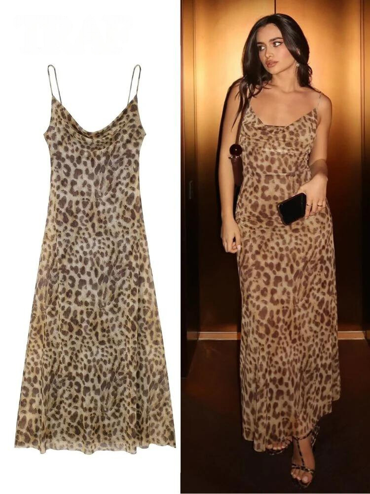 Anabella Dress - Vintage Leopard Backless Summer Dress Elegare