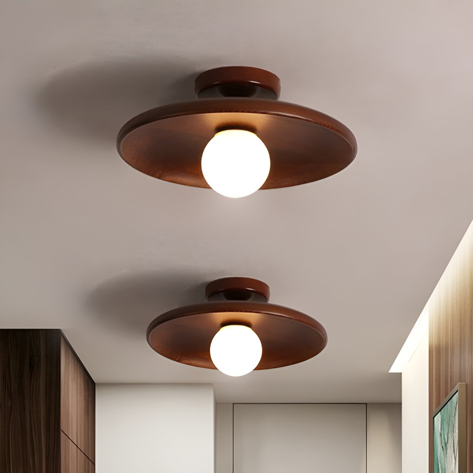 WoodBliss Light - Minimalistische Holzscheiben Wabi Sabi Deckenleuchte Elegare