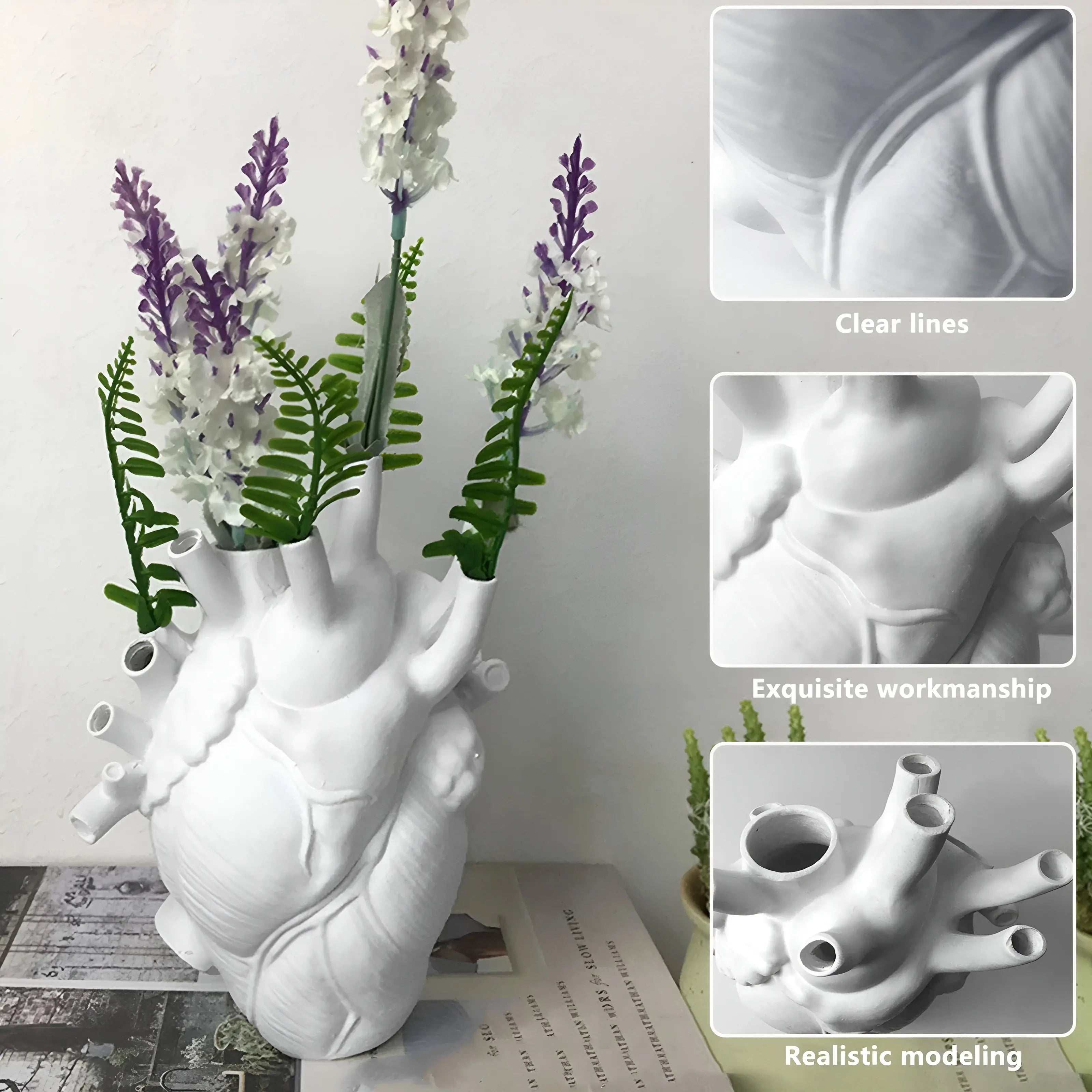 BloomHeart Vase - Elegante Grieks Geïnspireerde Hartvormige Vaas met Gedroogde Bloemen - Velari - VLP193