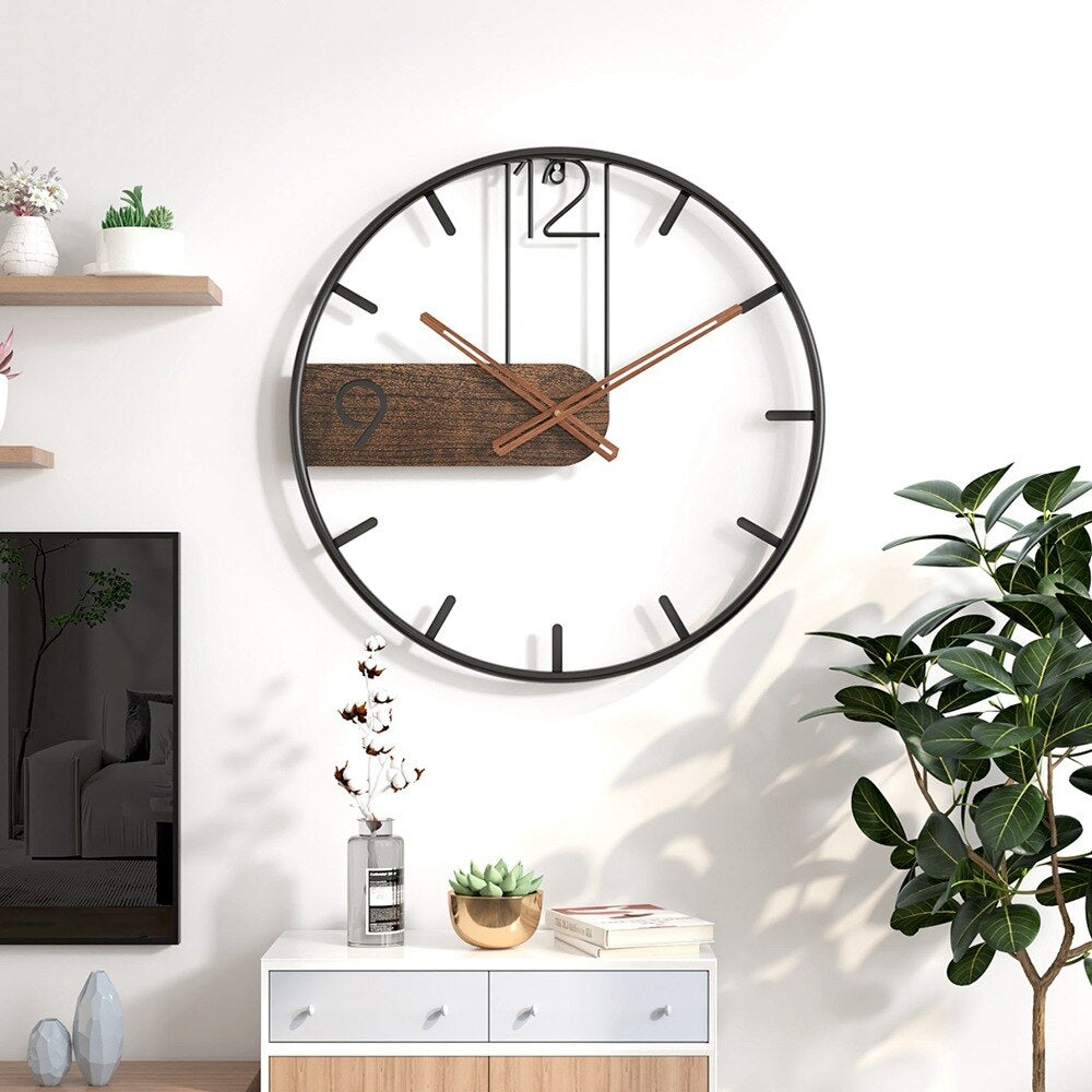 GrandeTime Clock - Moderne große runde Metall-Wanduhr Elegare