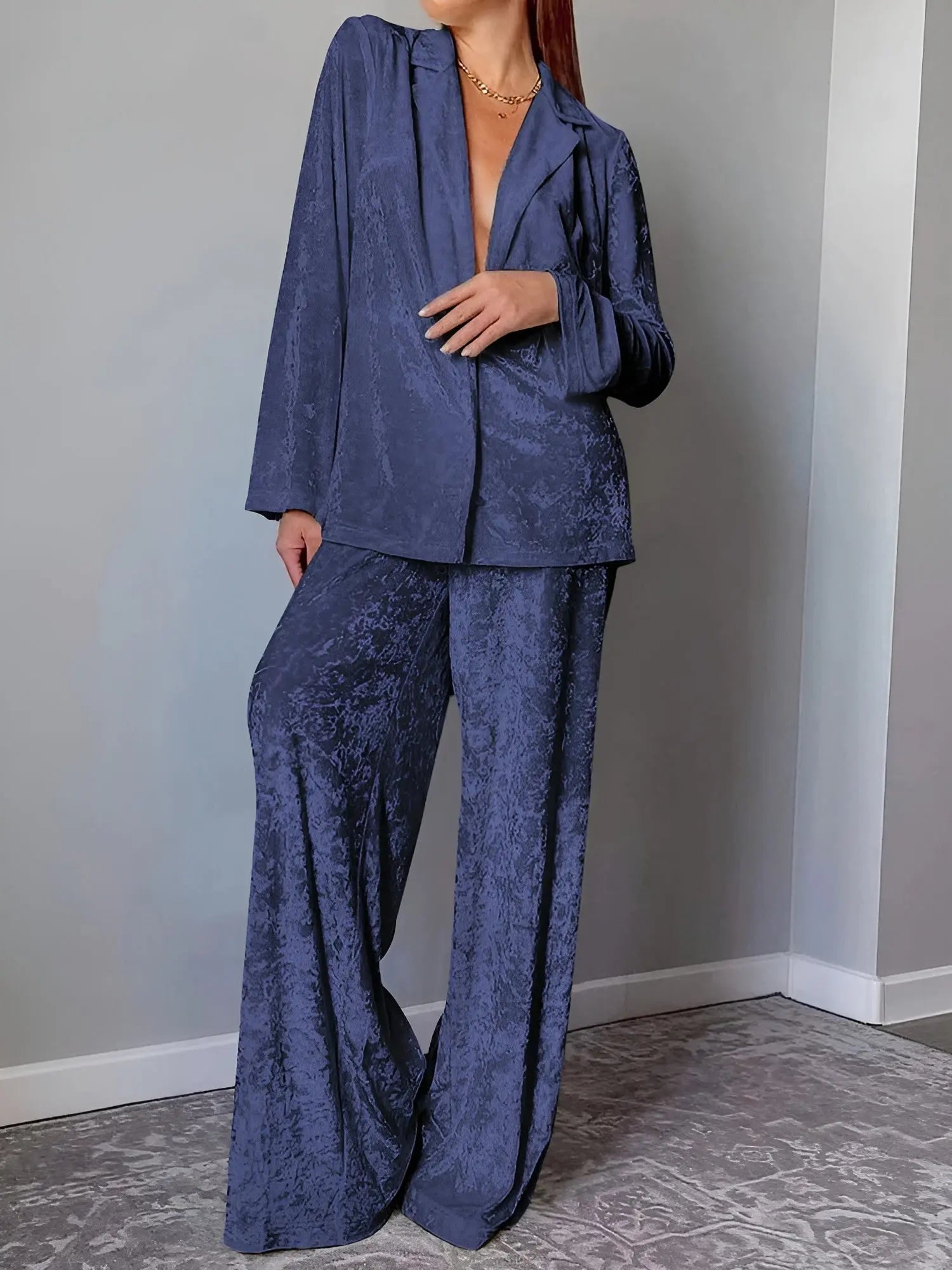 Hailey Pyjama Set - Elegant Fluwelen Tweedelig Huispak Voor Dames (Lange Mouwen + Gebreide Broek) - Velari - VLP166