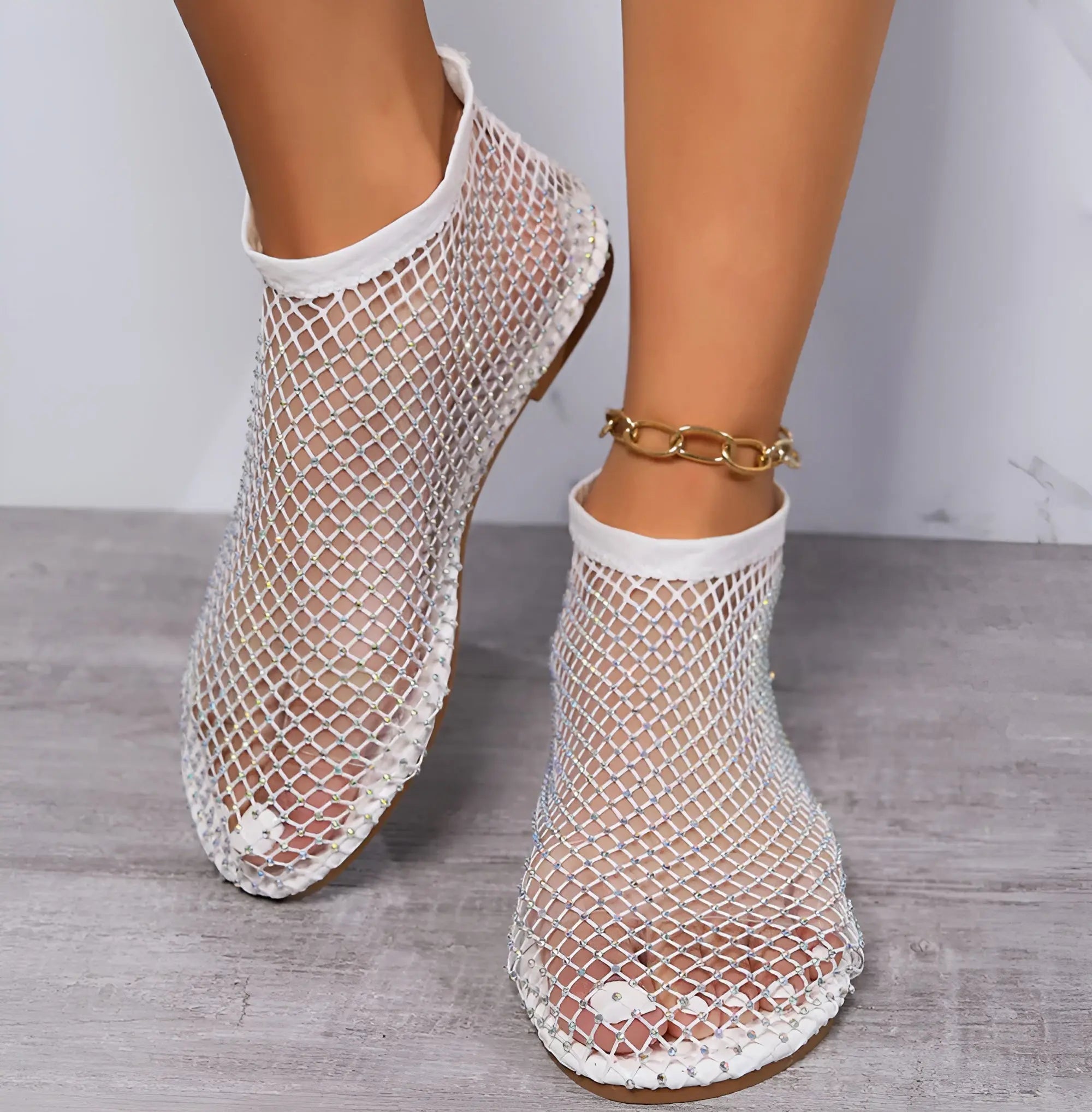 Gemma Mesh Sandals - Elegante en Ademende Zomersandalen met Diamanten Luxe - Velari - VLP154