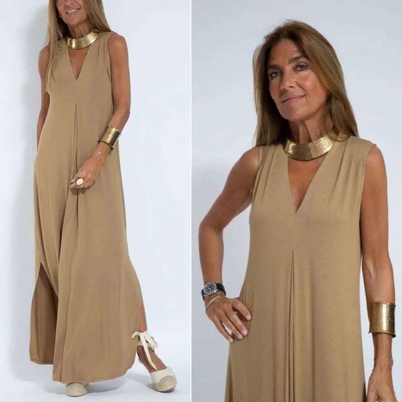 Sonja Dress - Langärmeliges V-Ausschnitt Kleid mit Cardigan Elegare