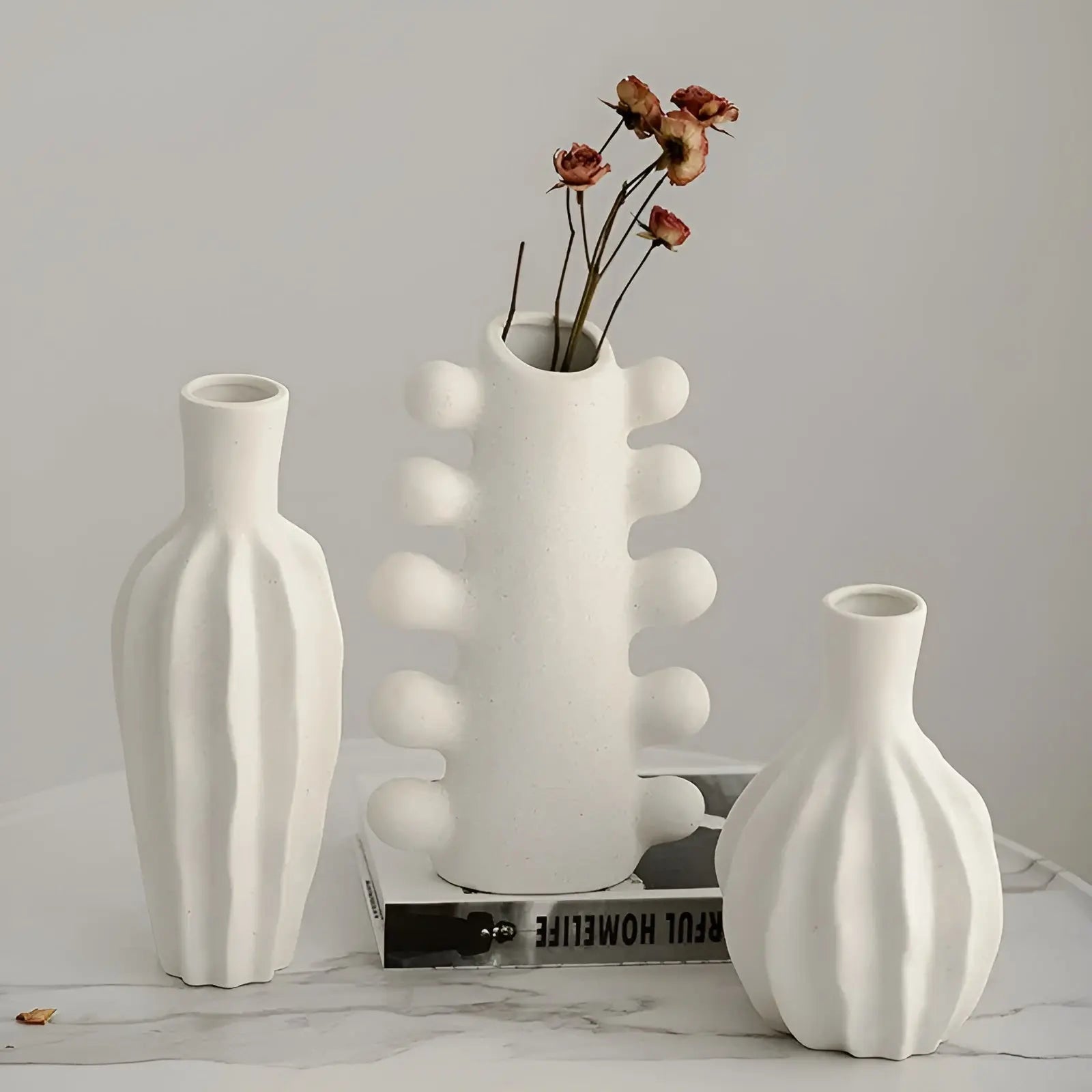 NordicBloom Vase - Minimalistische Vaas van Ongeglazuurd Keramiek met Scandinavisch Design - Velari - VLP152