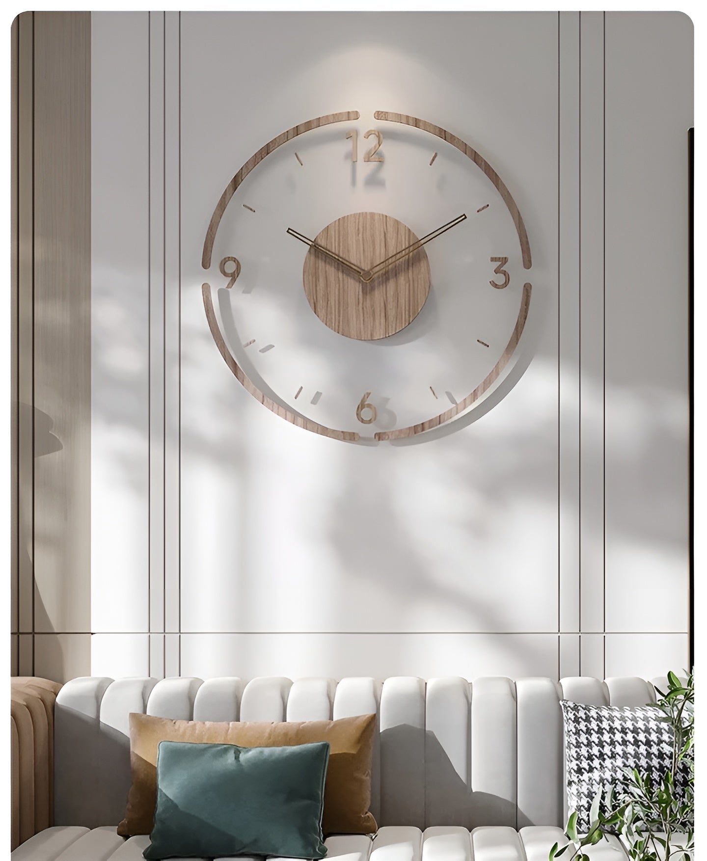 AcrylicCharm Clock - Moderne Transparente Acryl Holz Wanduhr Elegare