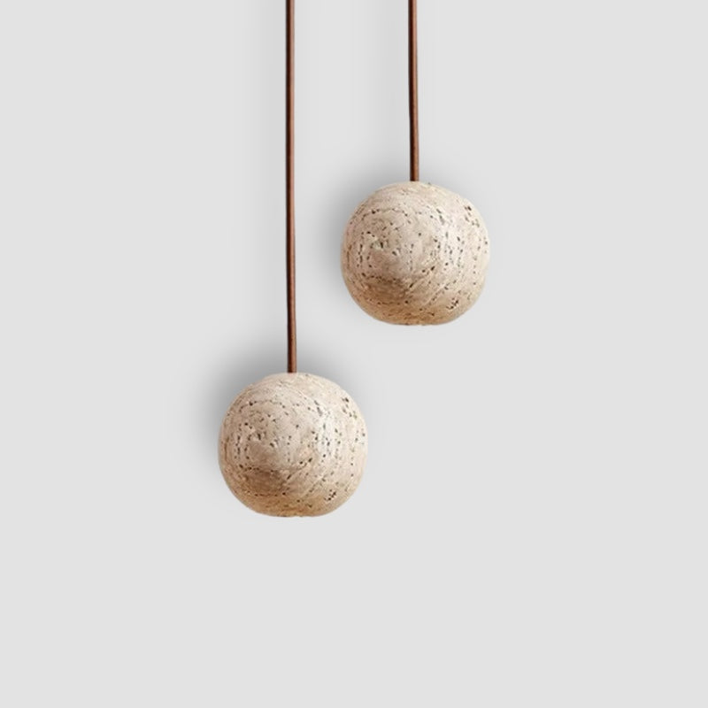 GlowStone Pendant - Travertin Runde Wabi Sabi Decken-LED-Leuchte Elegare