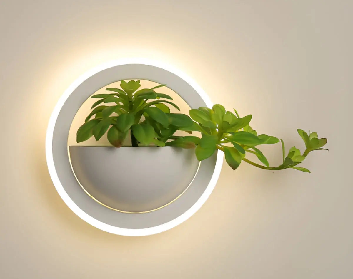 EcoChic Glow - Minimalistische Wandlamp met Scandinavische Kunstplanten voor een Stijlvolle Gloed - Velari - VLP073