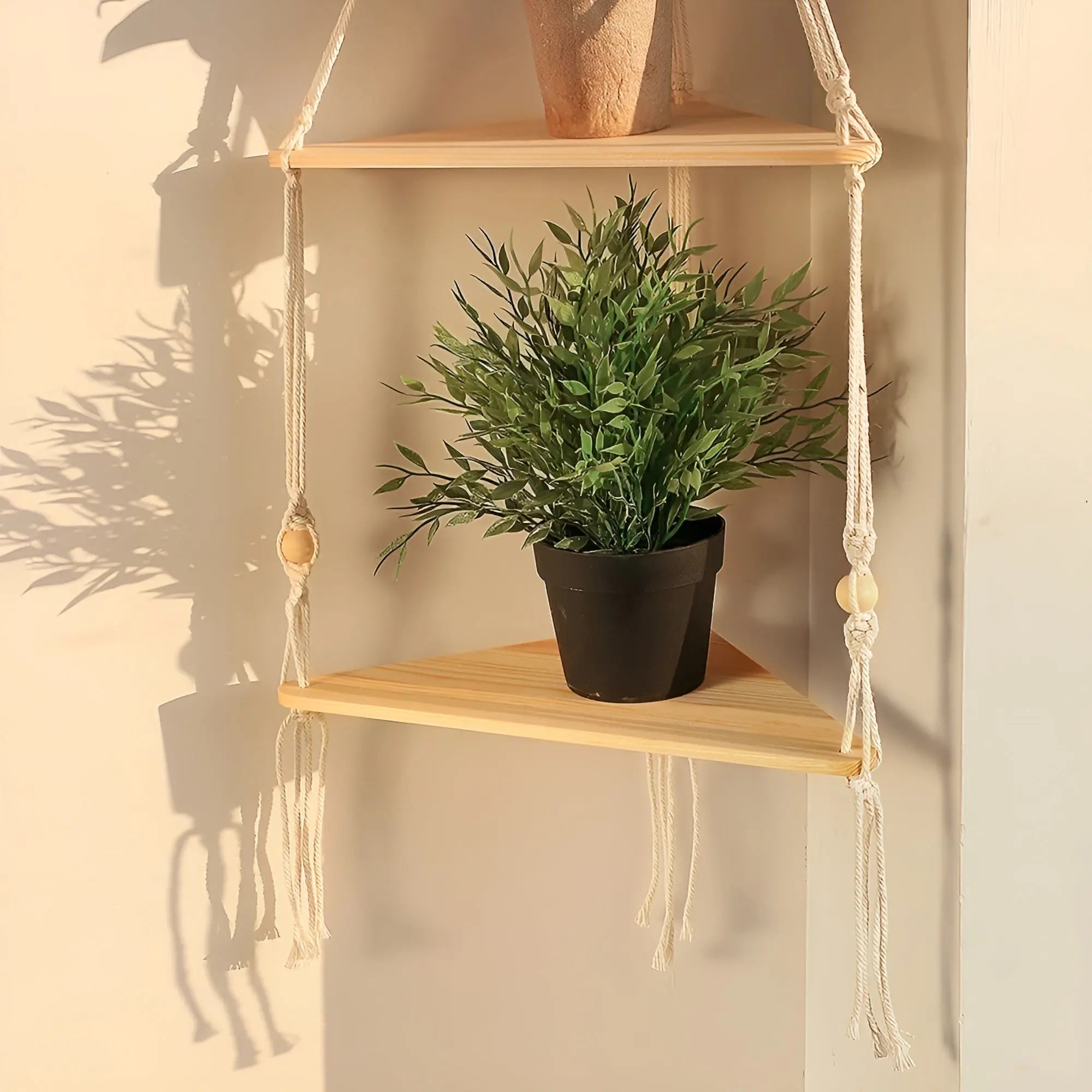 BohoFloat Shelf - Hangende Wandplank met Esthetische Driehoekige Touwen - Velari - VLP111