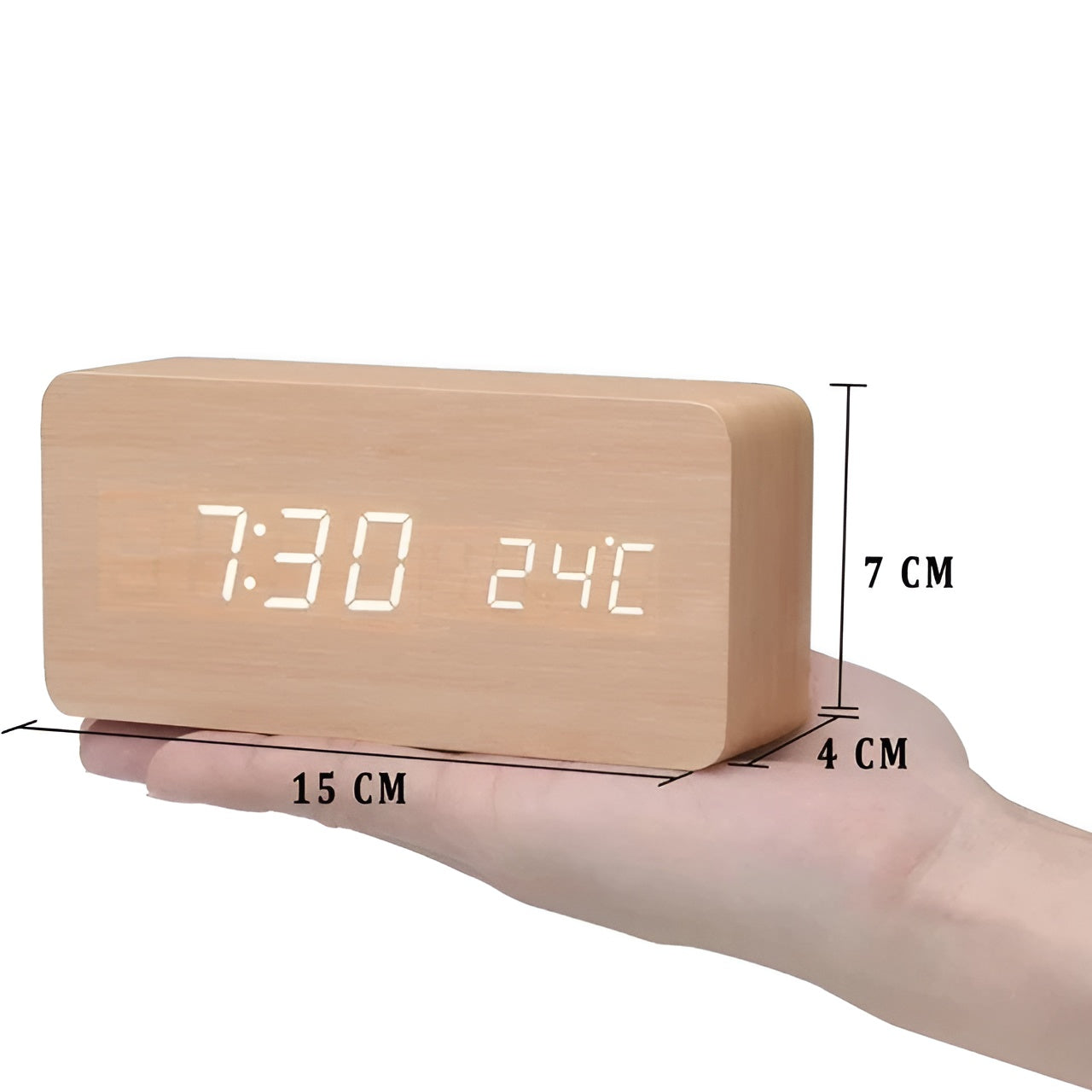 TimberTone Clock - Elegante LED-Houten Wekker