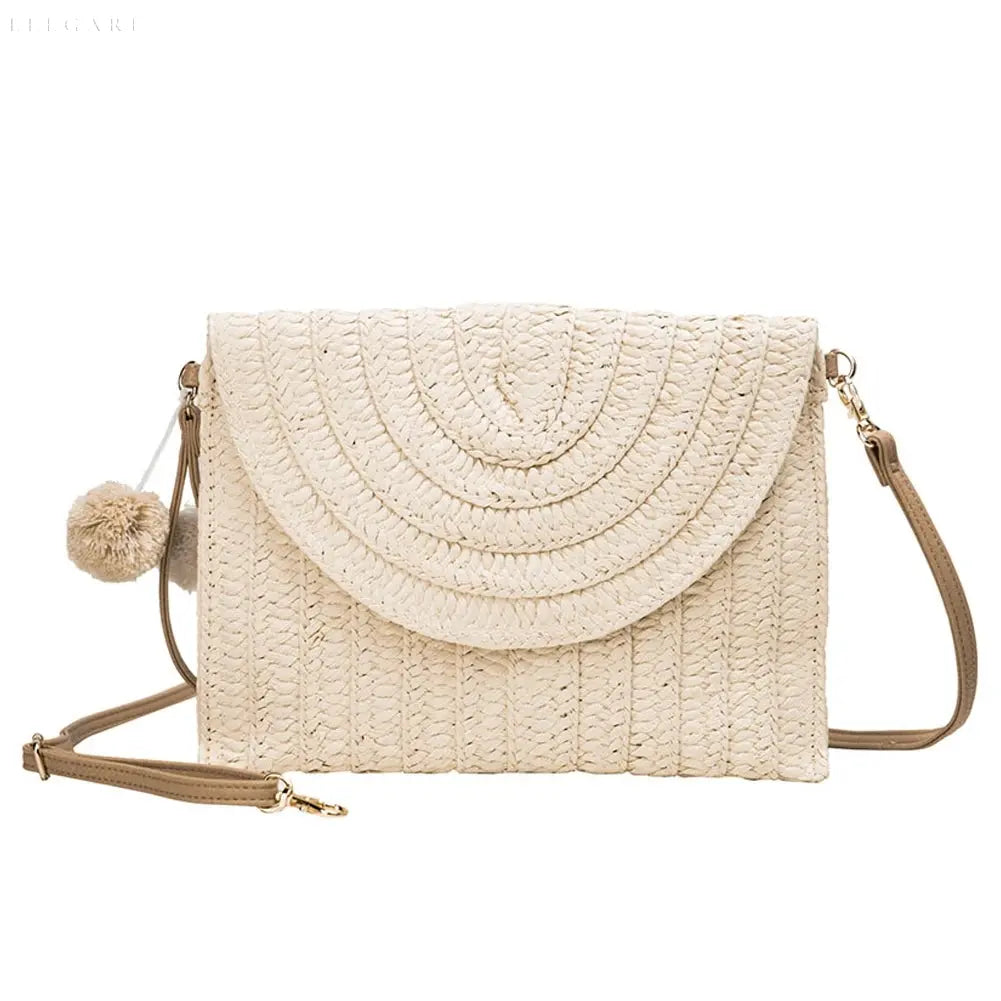 Annaline Bag - Klassische Umschlag-Design Stroh Clutch Sommer Tasche Elegare