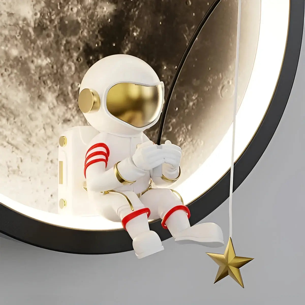 AstroGlow Licht - Cartoon-Spaceman Astronaut LED Runde Mond-Wandlampe Elegare