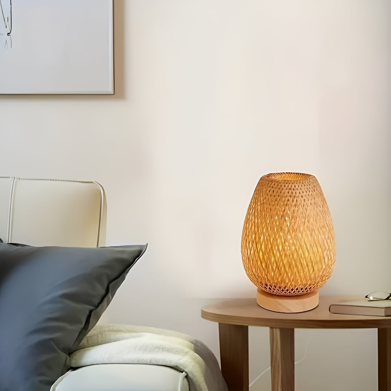 BambooAura Lampe - Bambus USB-betriebene Tischlampe für das Schlafzimmer Elegare