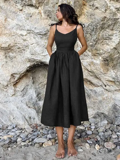 Jana Dress - Rückenfreies Sommerkleid mit verstellbaren Trägern Elegare