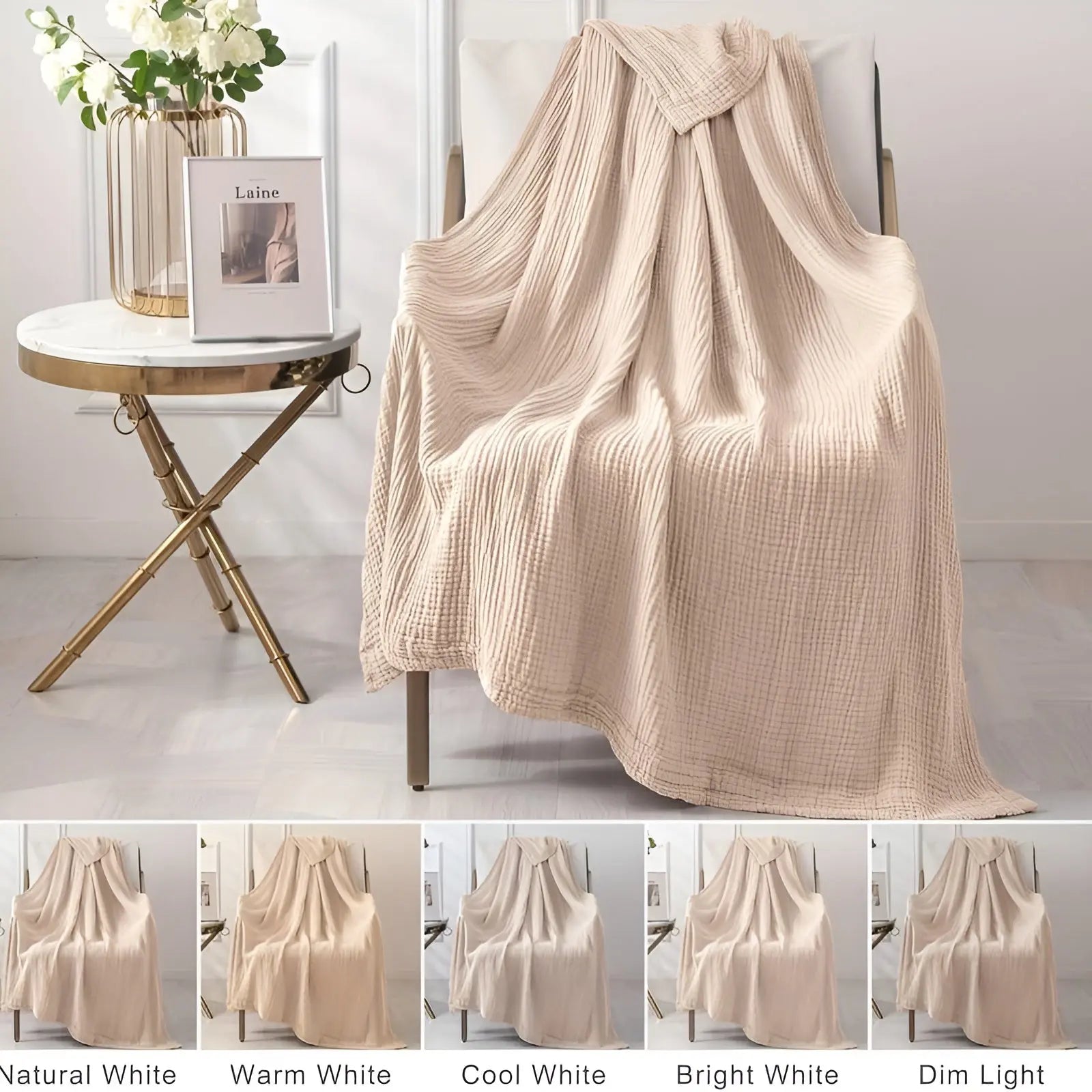 BreezeCotton Blanket - Breathable Hypoallergenic Cotton Muslin Blanket Elegare