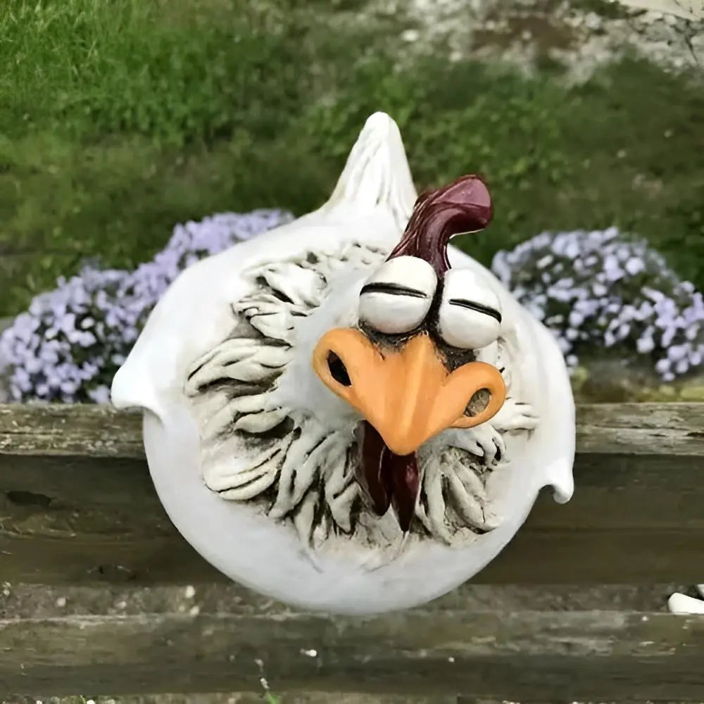 ChickChuckle Skulpturen - Keramische Hühnerfiguren für Garten und Zaun Elegare