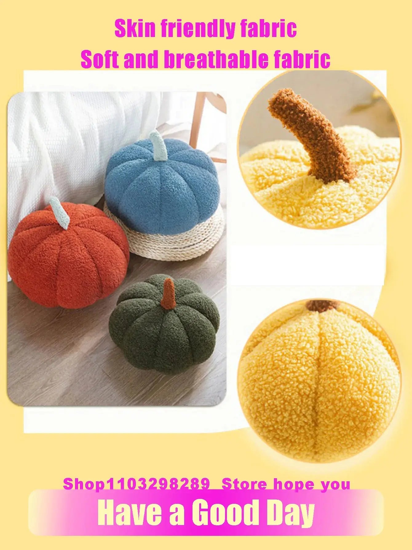 CozyPumpkin Pillow - Weiches Halloween-Kürbis-Kissen Plüschtier für Kinder Elegare