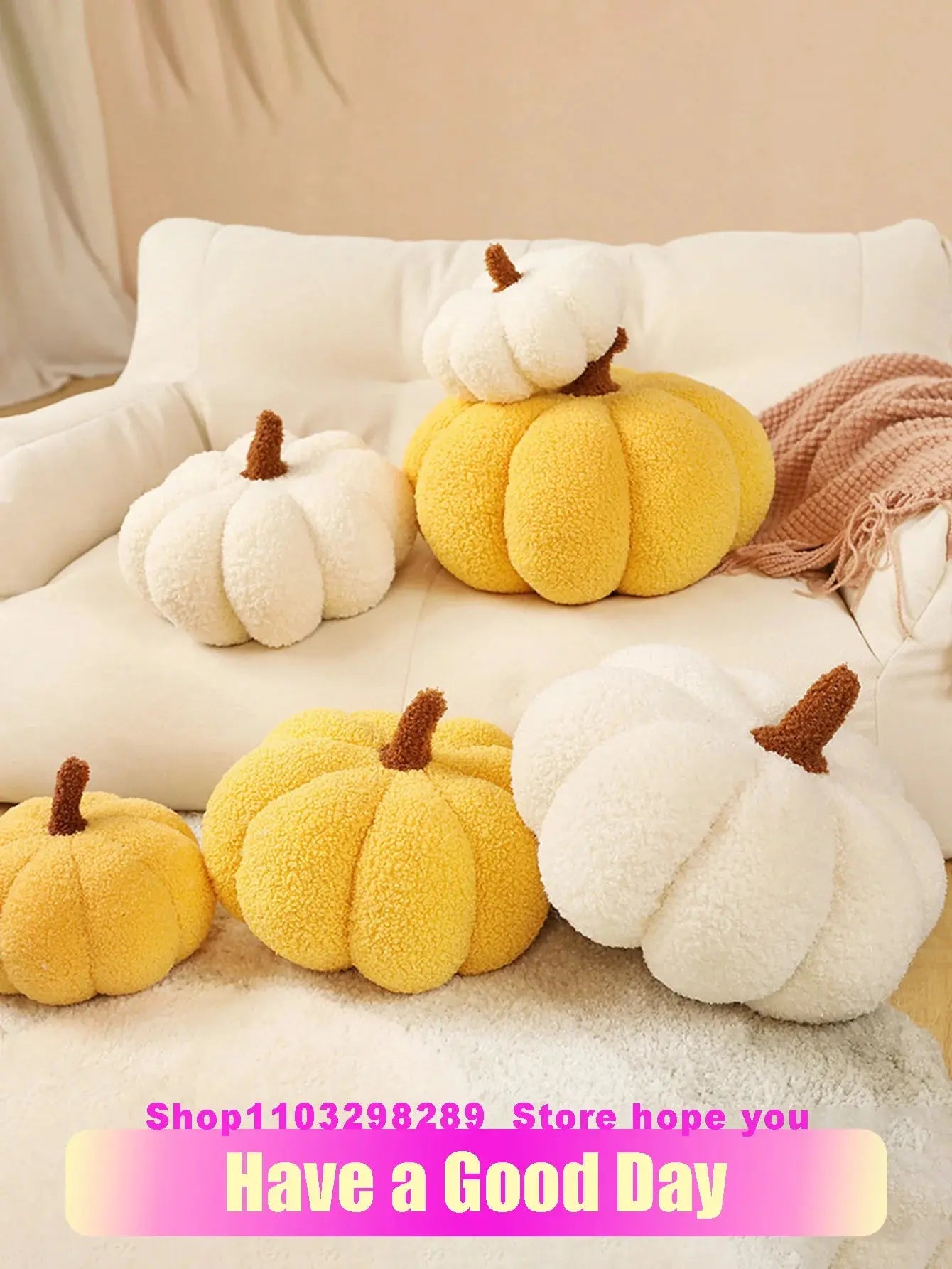 CozyPumpkin Pillow - Weiches Halloween-Kürbis-Kissen Plüschtier für Kinder Elegare