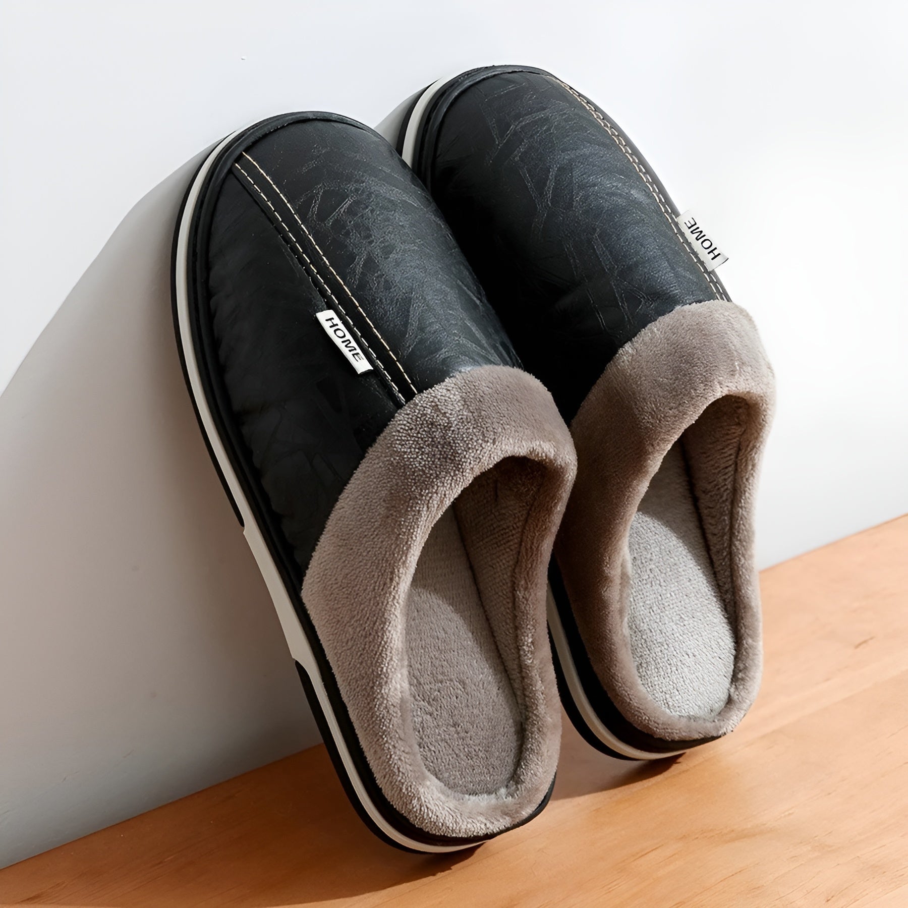 CozyWalk Slippers - Lässige Wasserdichte Leder Herren Hausschuhe Elegare