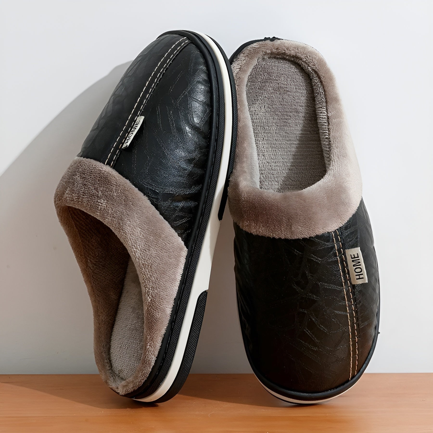 CozyWalk Slippers - Lässige Wasserdichte Leder Herren Hausschuhe Elegare