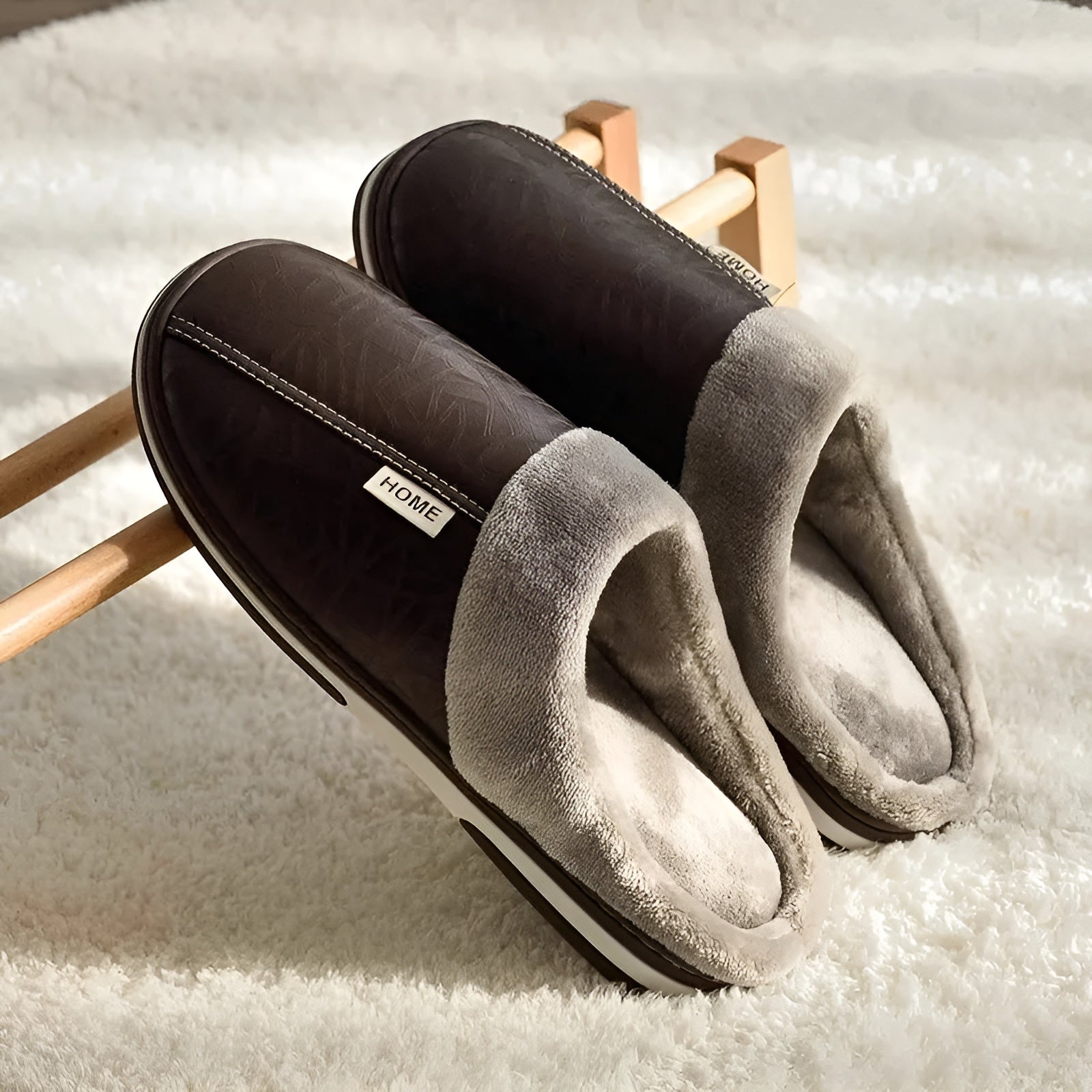 CozyWalk Slippers - Lässige Wasserdichte Leder Herren Hausschuhe Elegare