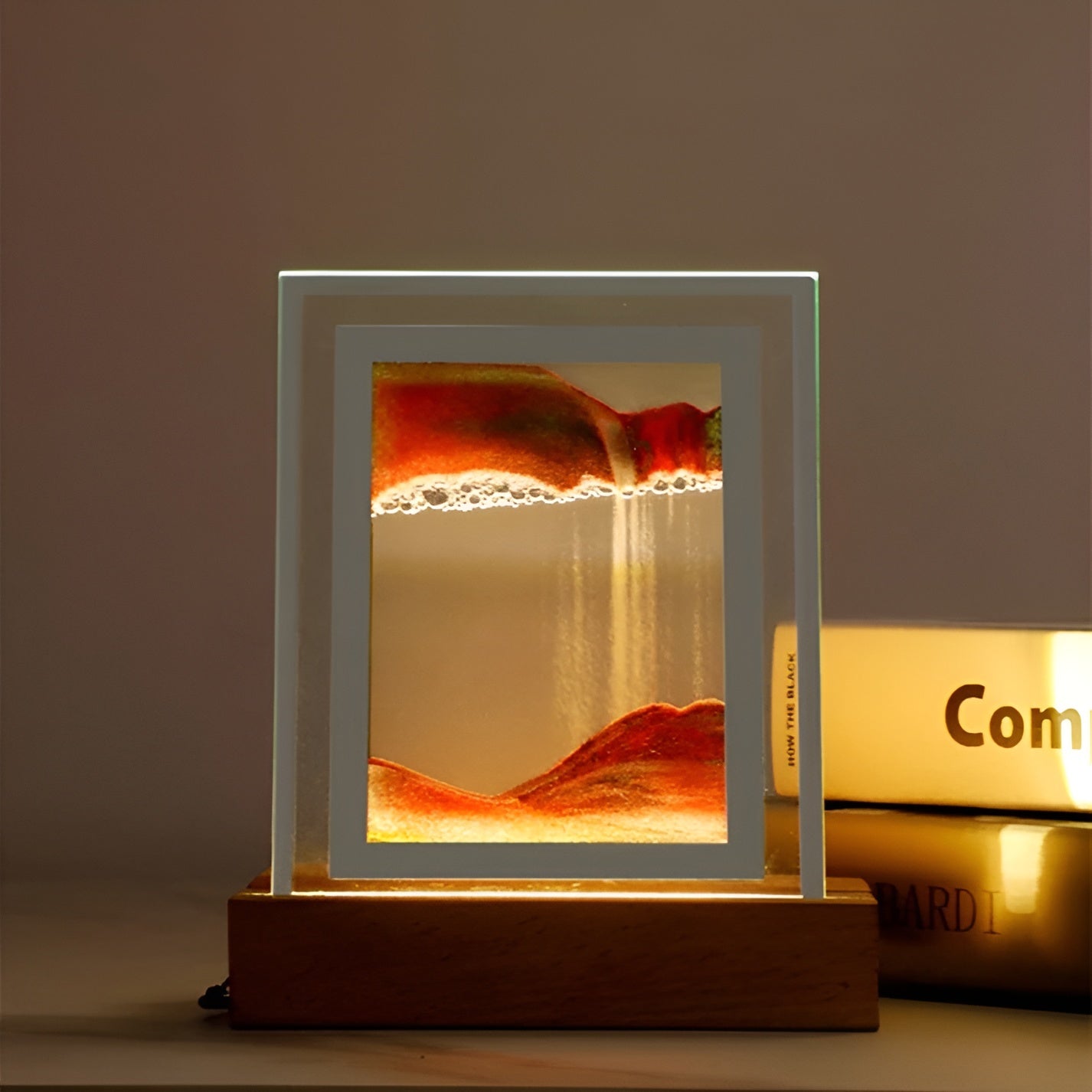 DriftGlow Light - 3D Glas LED Sandkunst Bewegtes Nachtlicht Elegare