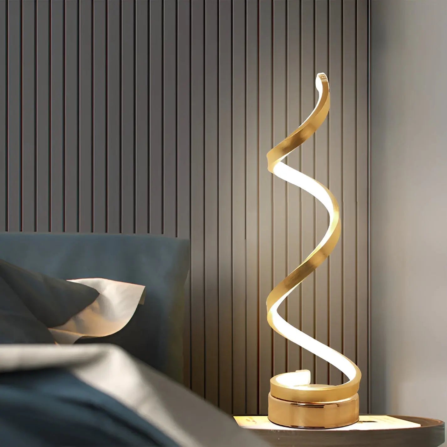 Spiral Glow - Dimbare Moderne Spiraal Tafellamp met Ronde Voet - Velari - VLP030