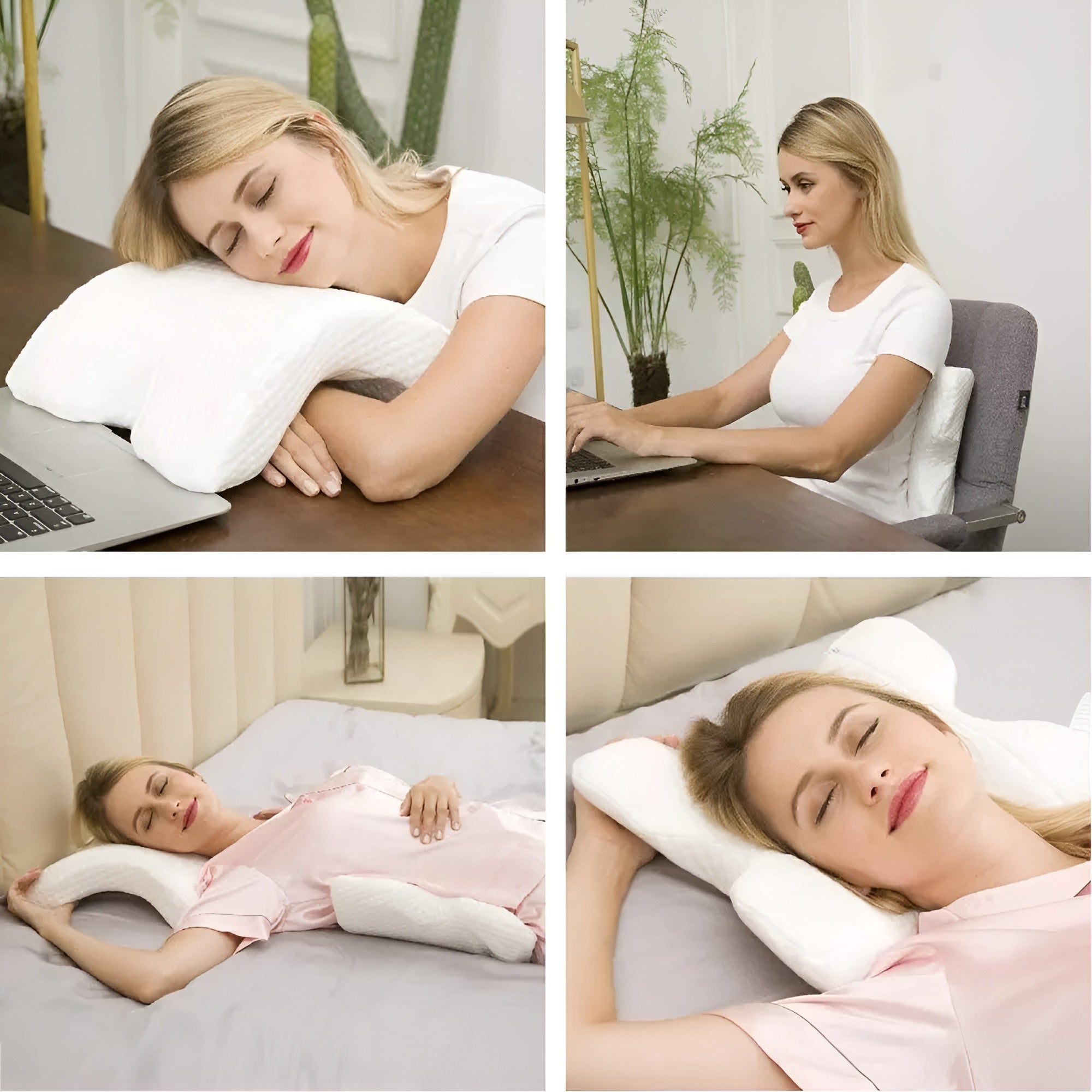 FeatherDream Pillow - Geschwungenes U-förmiges Orthopädisches Memory-Schaum-Handkissen Elegare