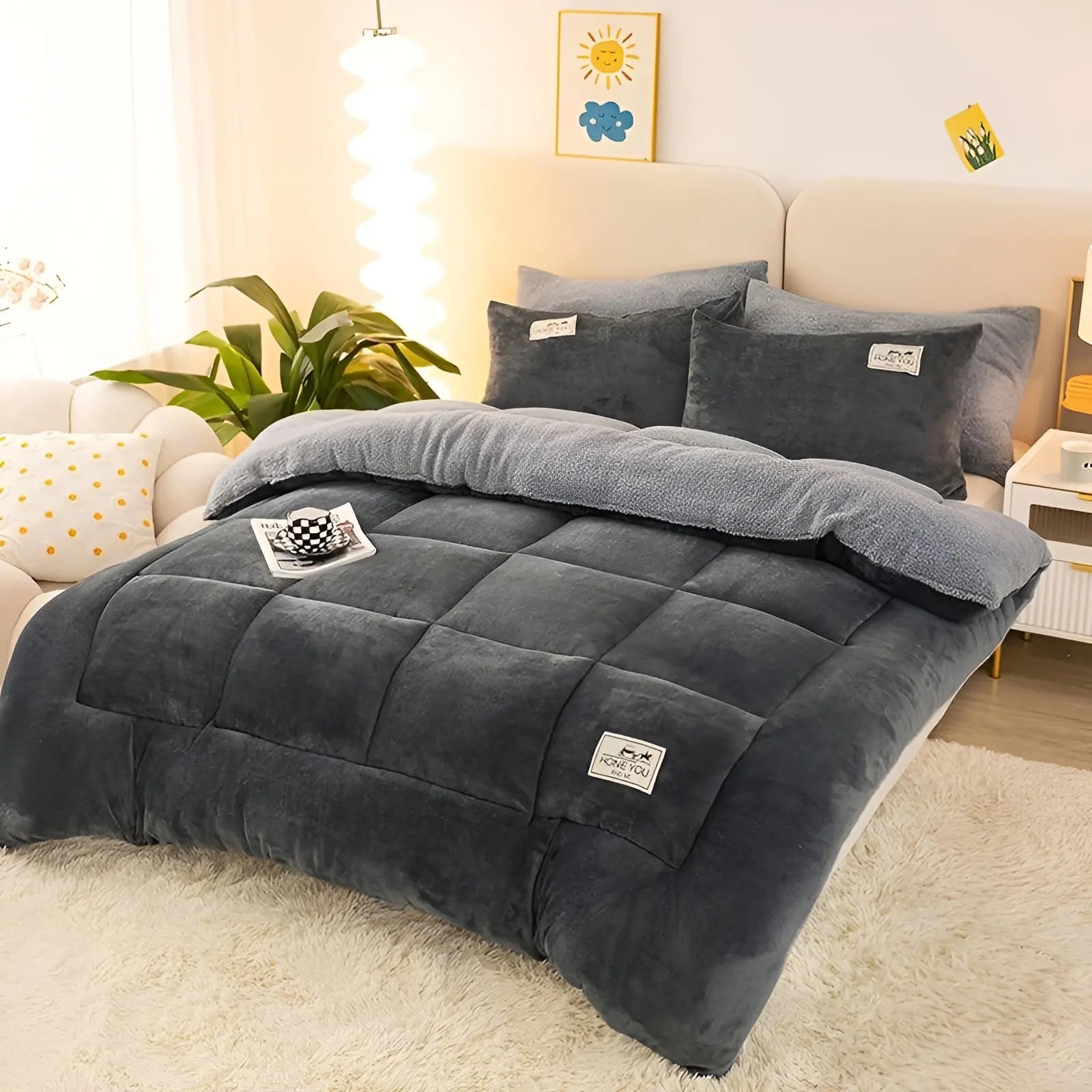 FleeceCozy Blanket - Warmes Gestepptes Sherpa-Fleece-Decke Elegare