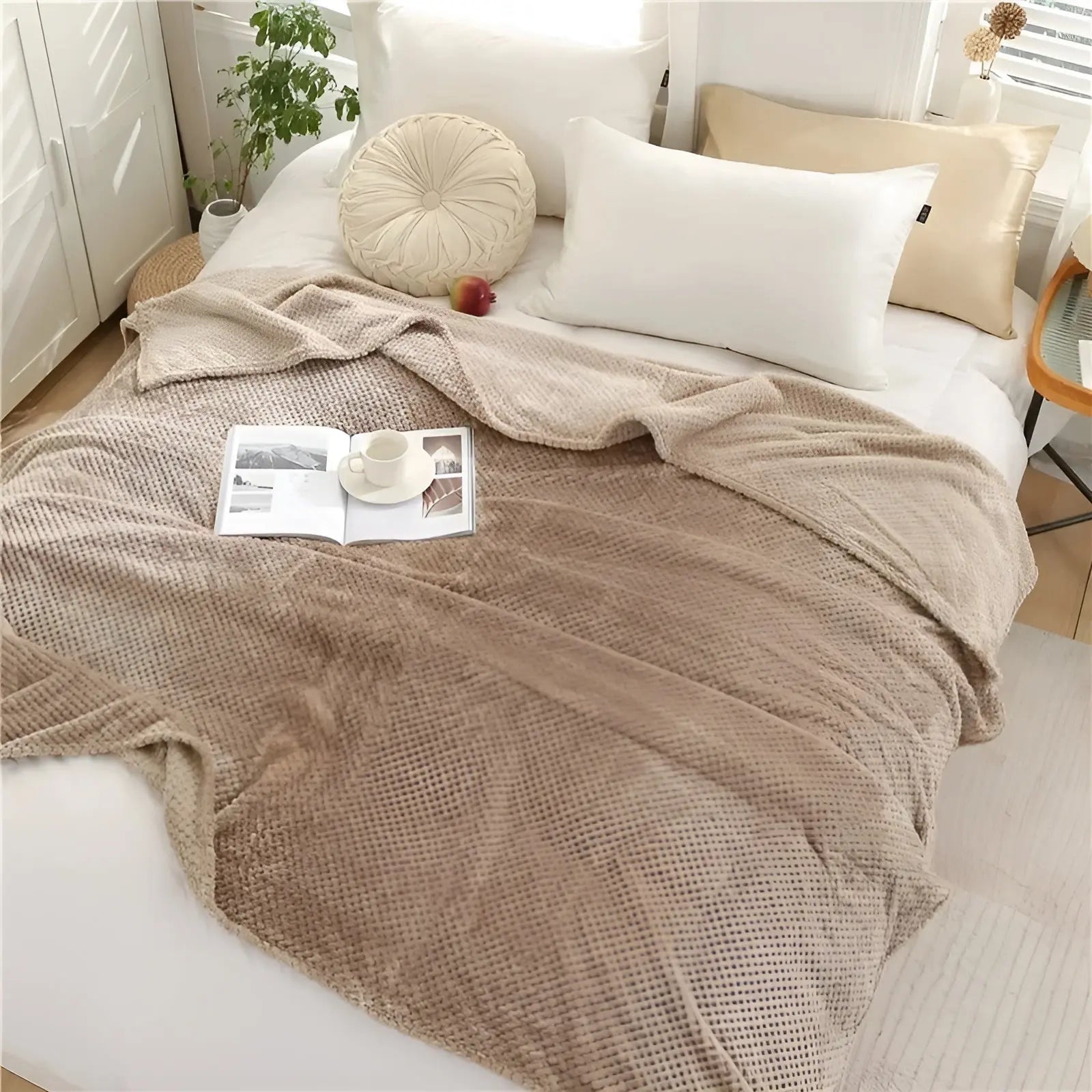 FluffyDream Blanket - Dickes Fluffiges Einfarbiges Kingsize Bettlaken Elegare