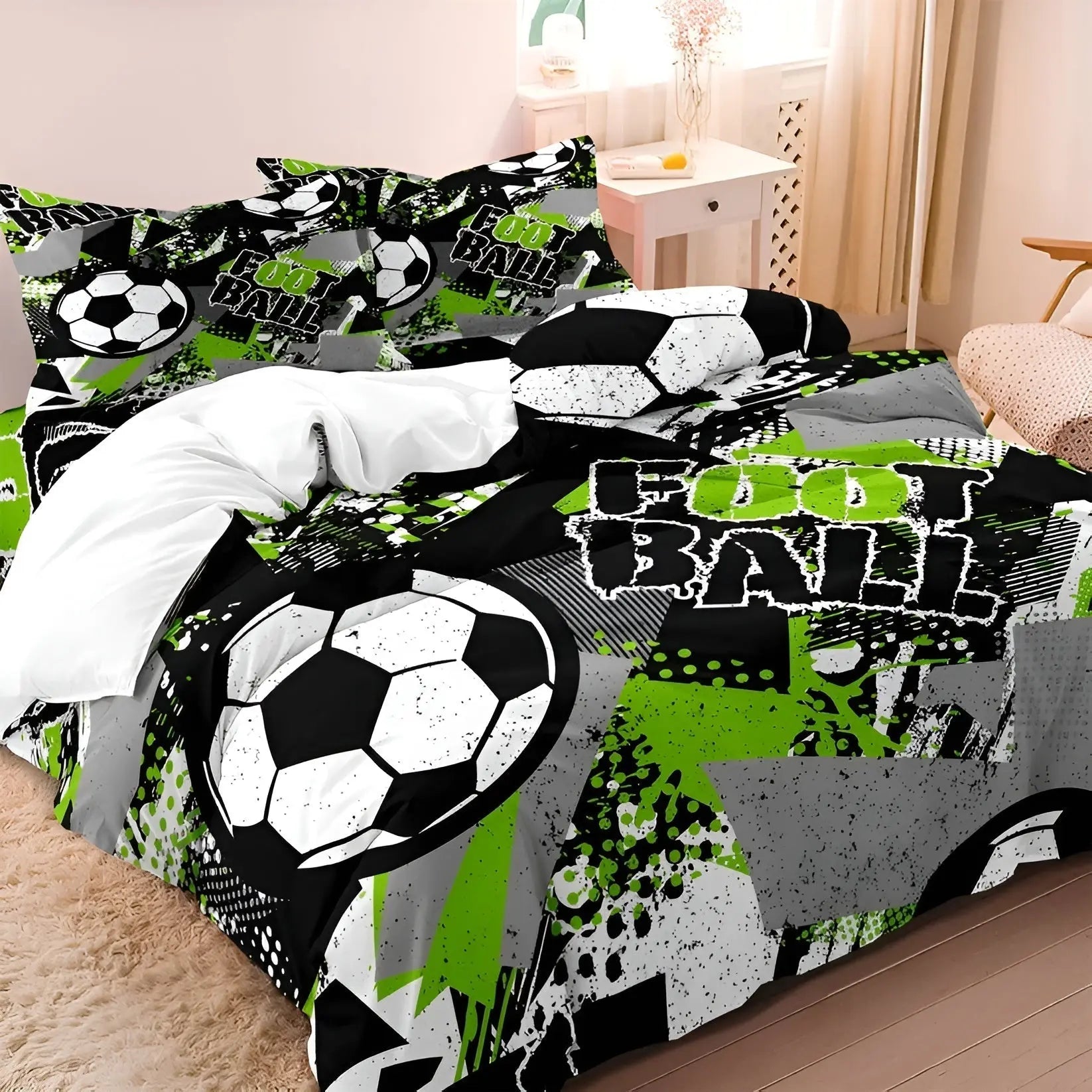 FootballDream Bettwäsche Set - Bedrucktes Kinder Fußball Bettwäsche-Set Elegare