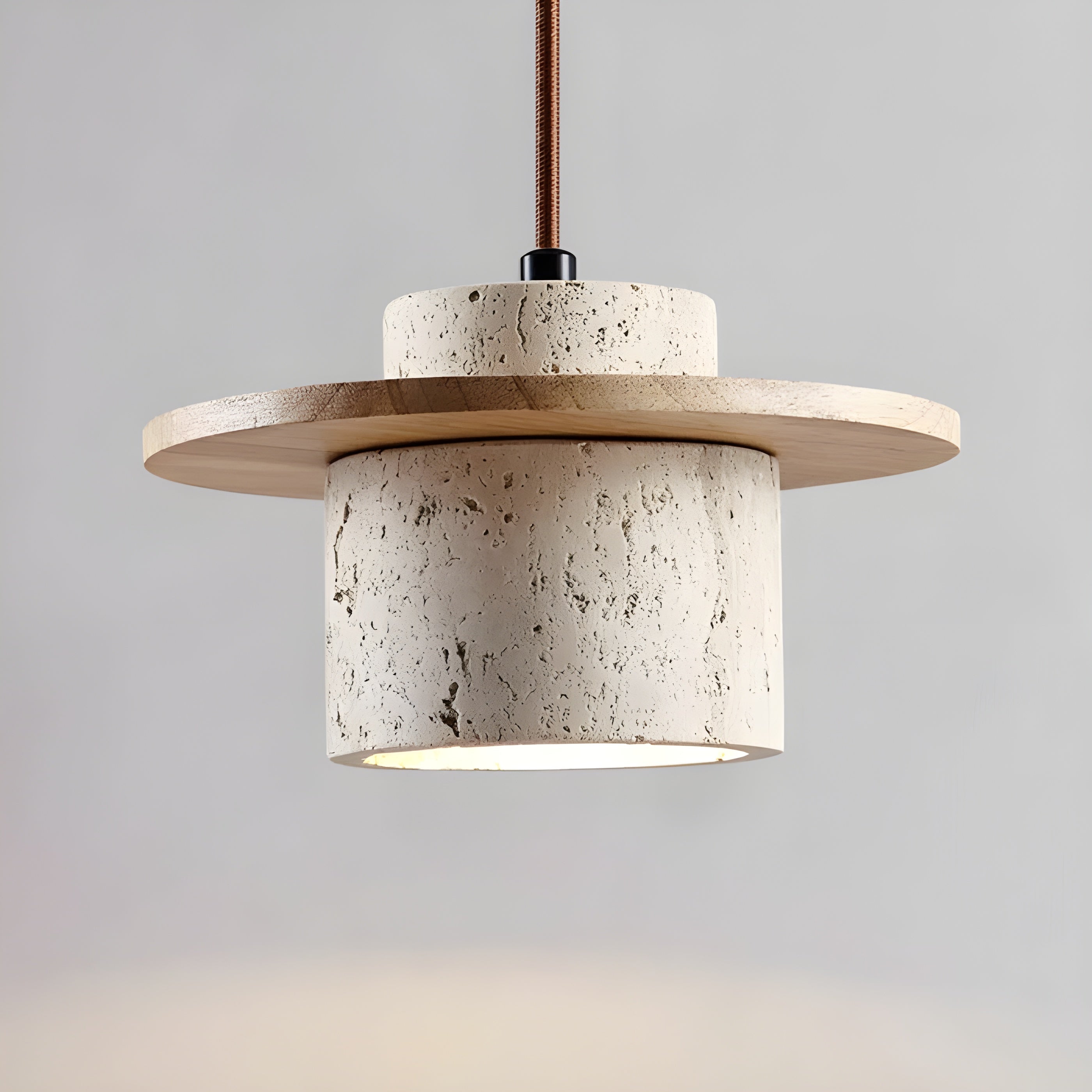 TravertGlow Light - Moderne Wabi-Sabi Hanglamp van Natuursteen