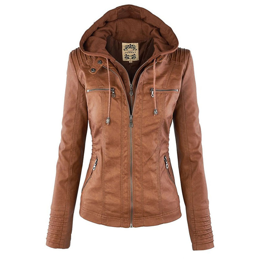 Sandra Jacket - Modische Lederjacke mit Reißverschluss Elegare