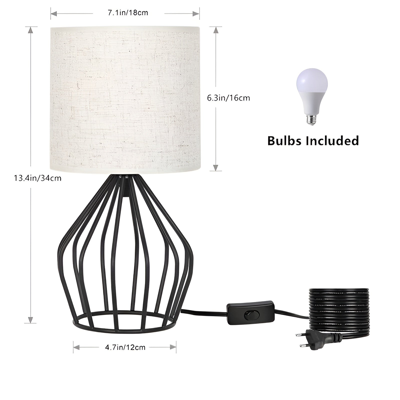 LinenGlow Lampe - Tischlampe mit Ausgehöhltem Fuß und Leinenstoffschirm Elegare