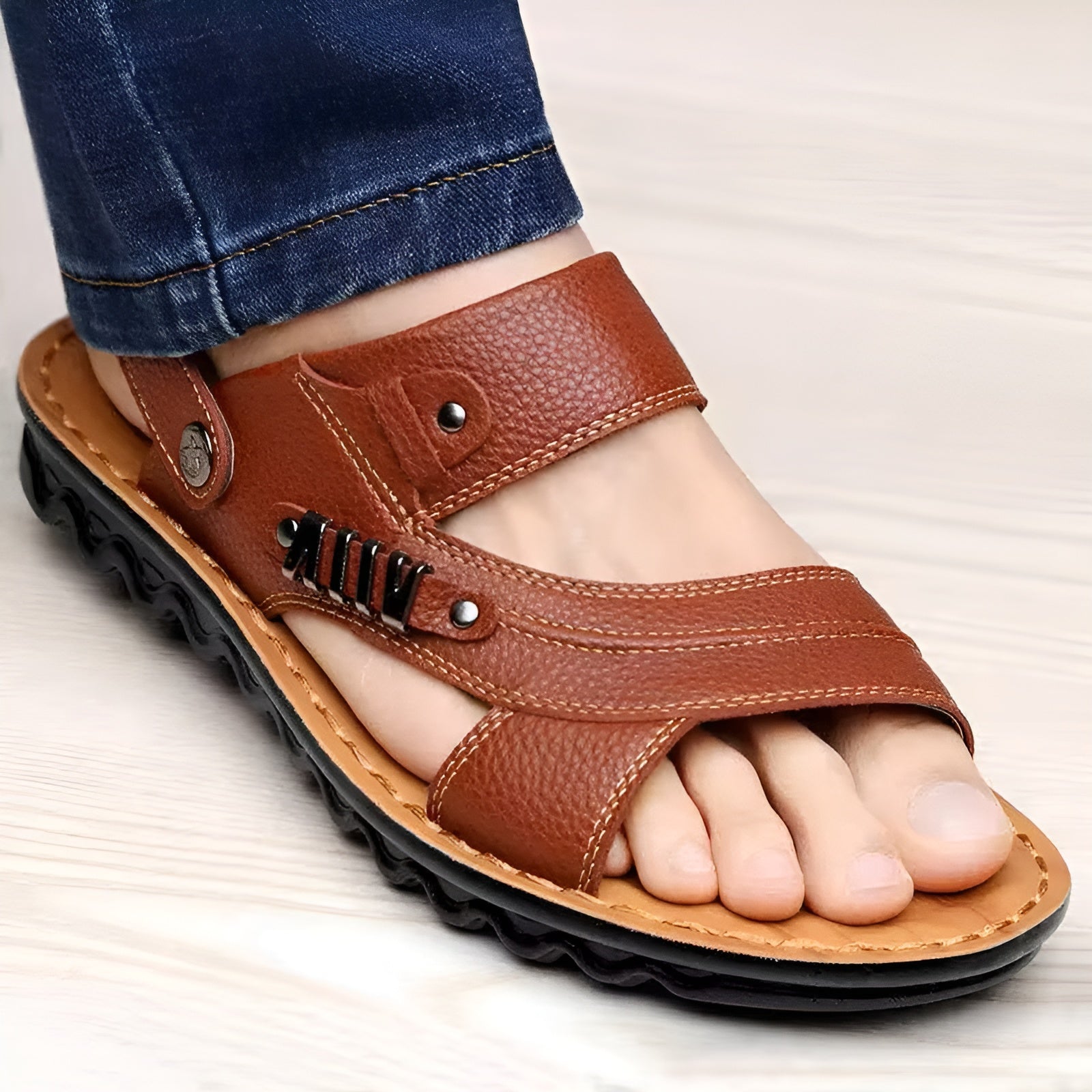 Lukas Sandals - Stilvolle Orthopädische Ledersandalen für Herren Elegare