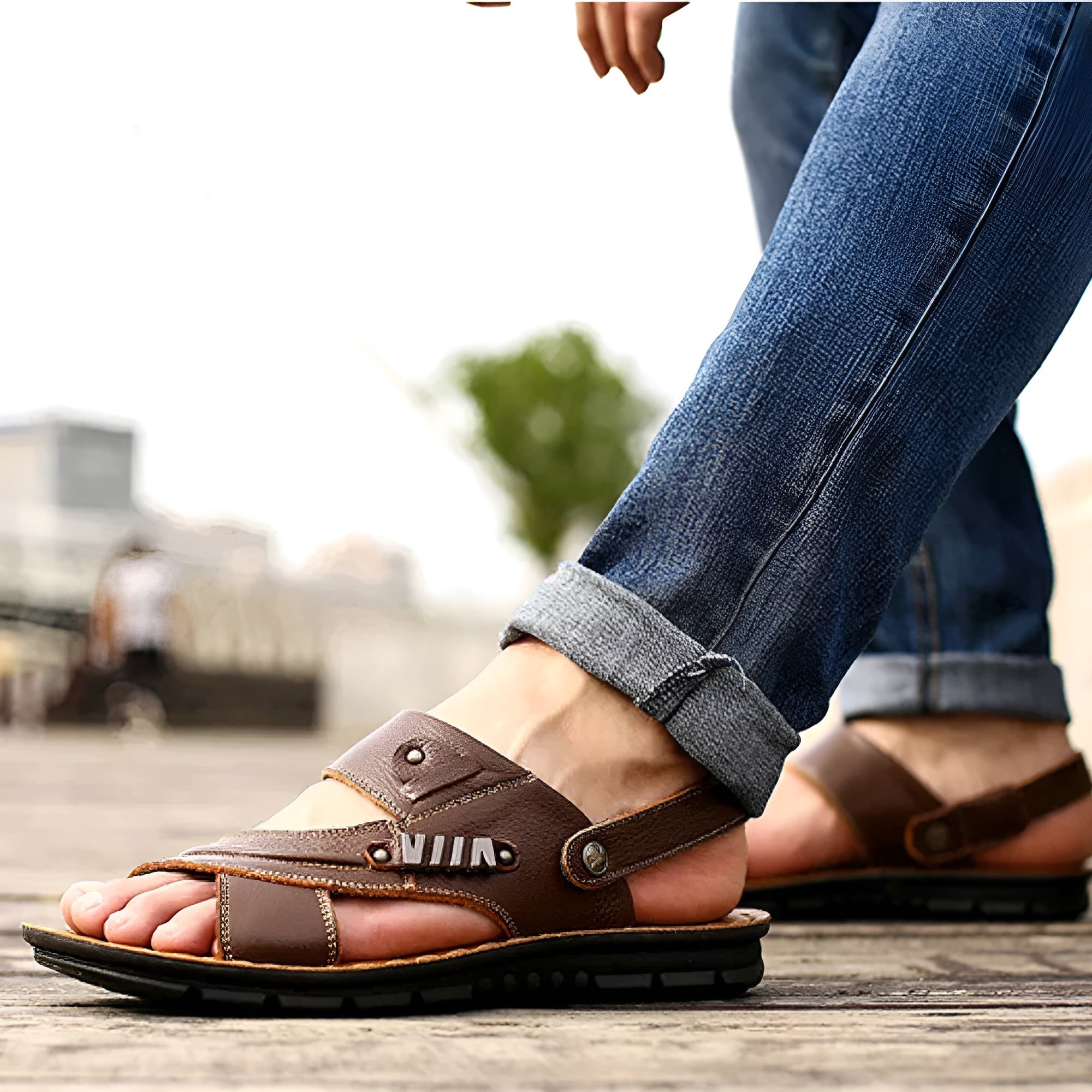 Lukas Sandals - Stilvolle Orthopädische Ledersandalen für Herren Elegare