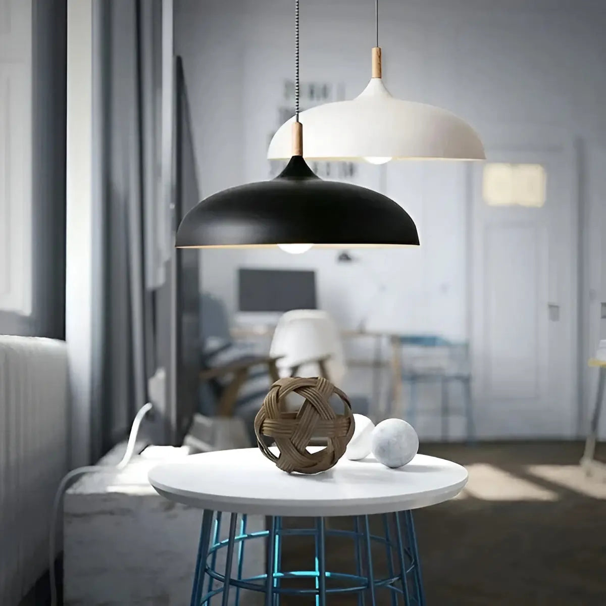 ModArt Lampe - Minimalistische skandinavische Eichen-Deckenpendelleuchte Elegare