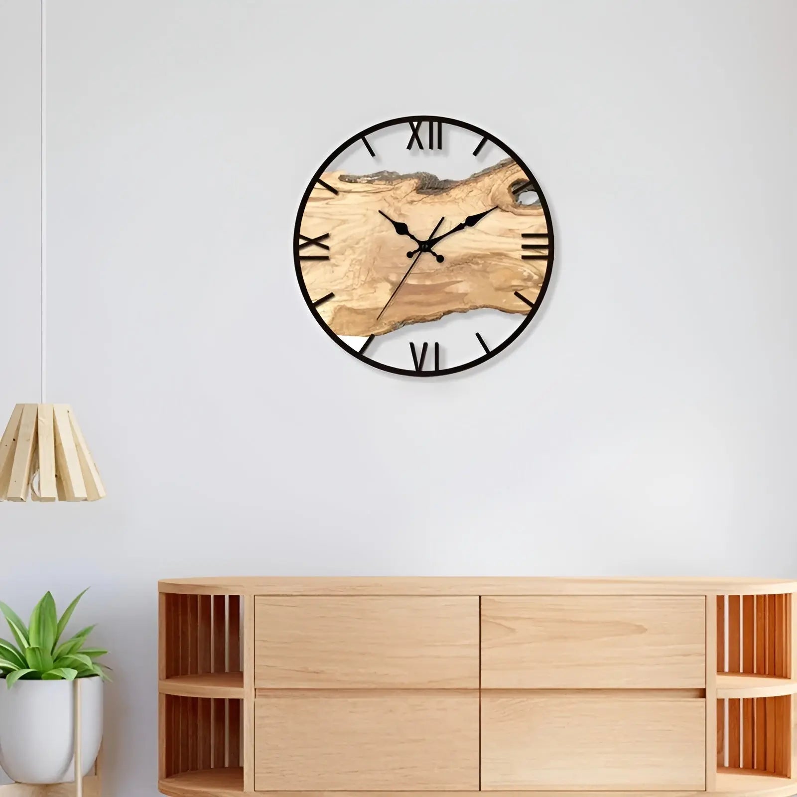 NordicWoodgrain Clock - Nordische Transparente Acryl Wanduhr Elegare