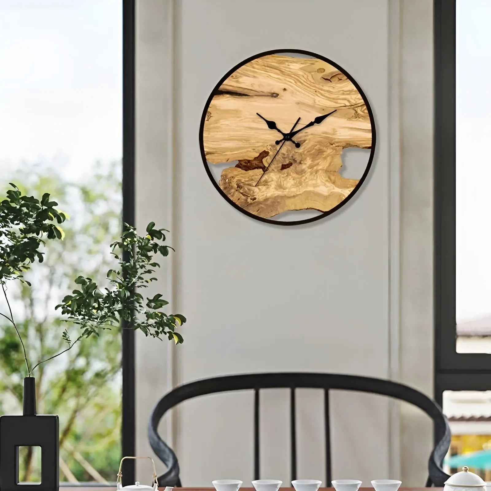 NordicWoodgrain Clock - Nordische Transparente Acryl Wanduhr Elegare