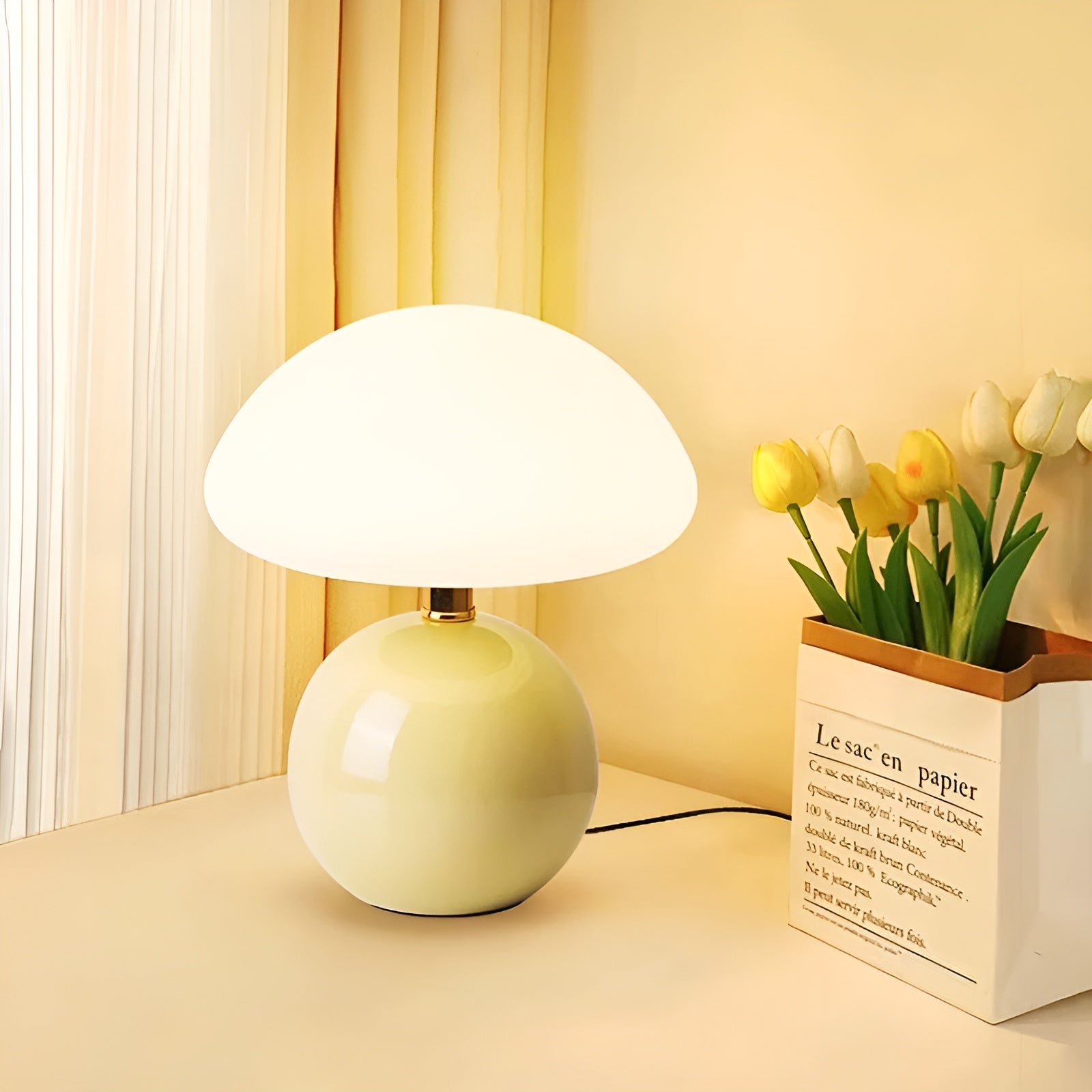 CreamyShine Lamp - Gemütliche Pilz-Nachttischlampe Elegare