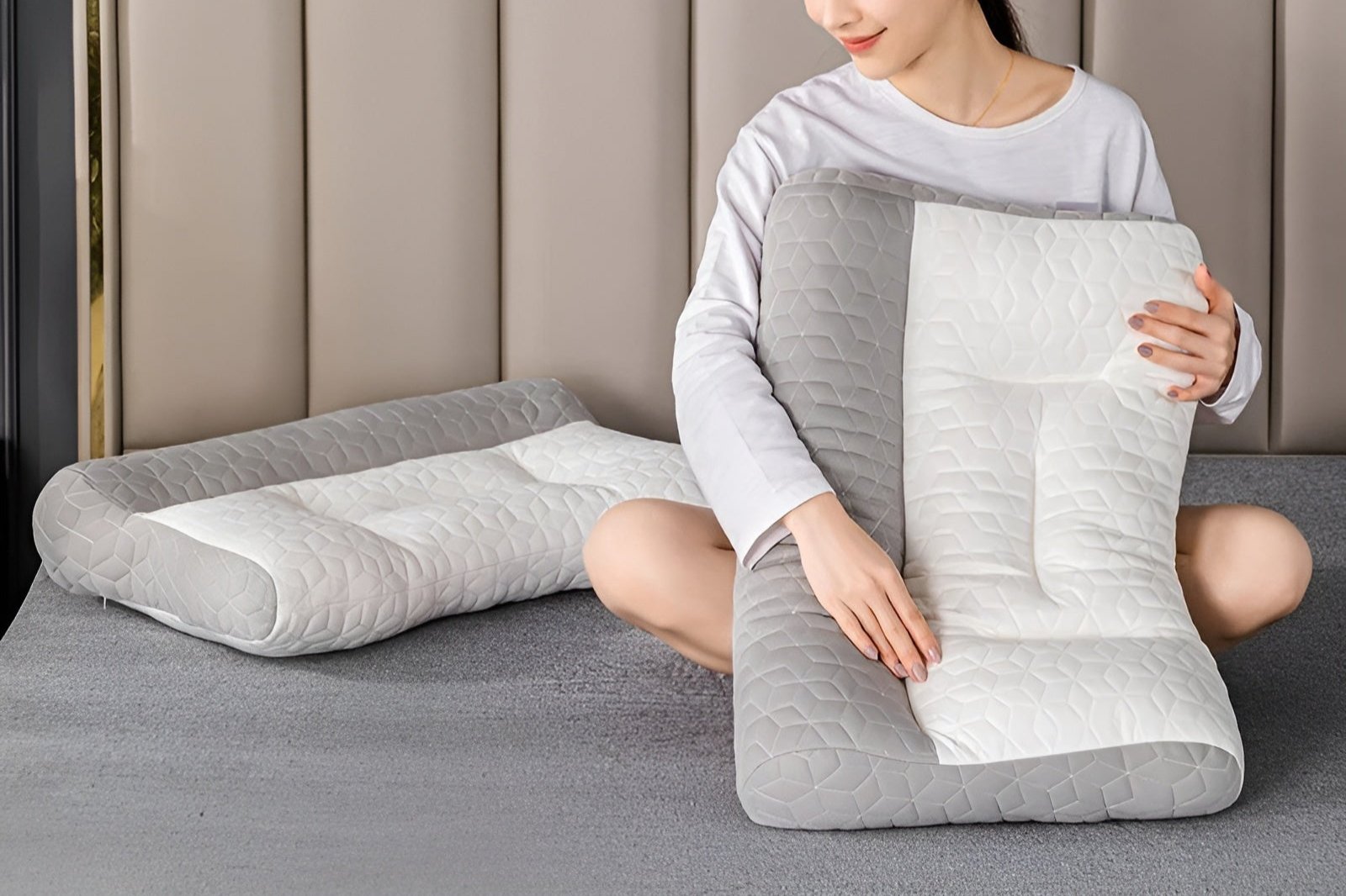 OrthoComfort Pillow - Orthopädisches Latex-Faser-Schlafkissen Elegare