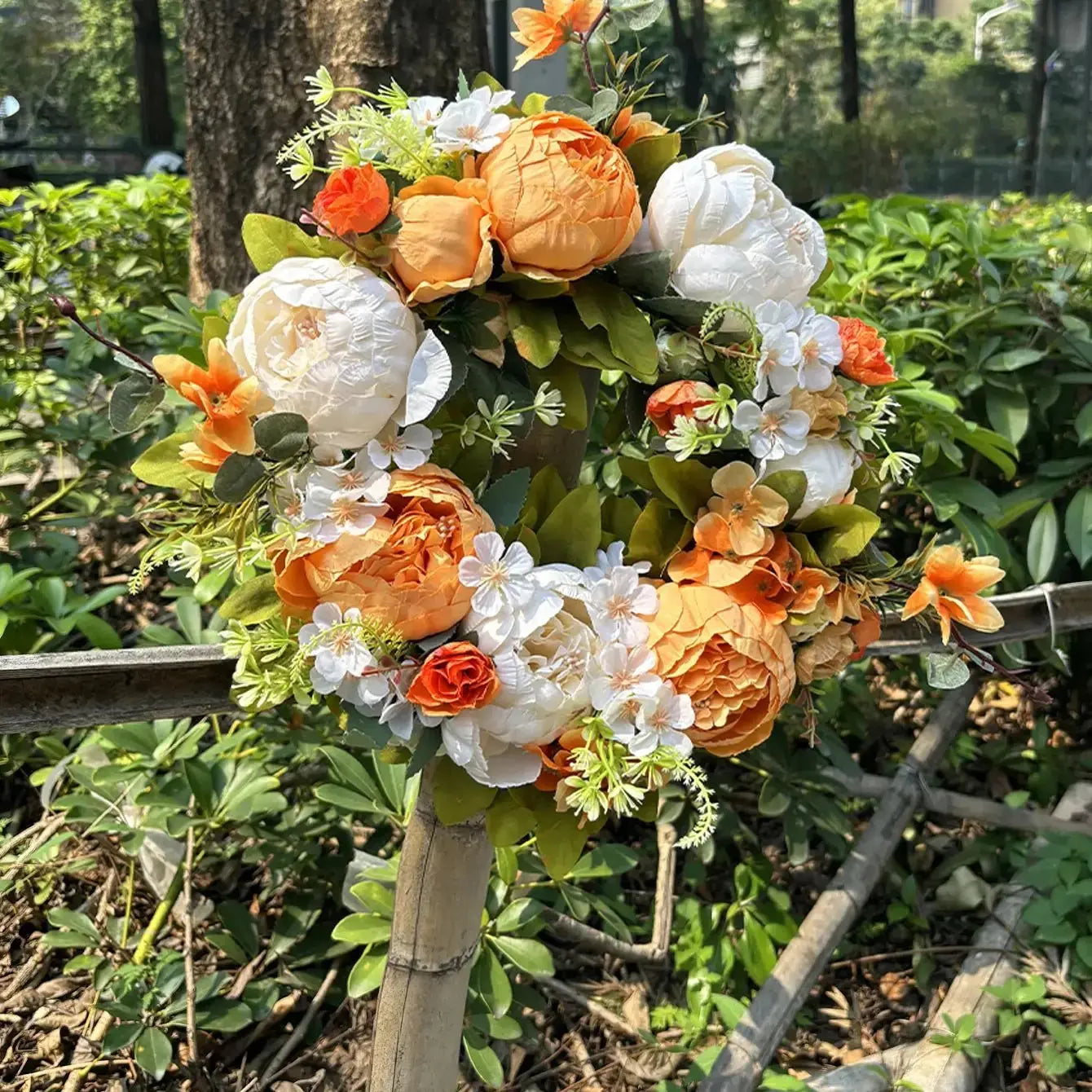 PeonyBloom Wreath - Künstliche Outdoor-Display Herbst Dekor Pfingstrose Kranz Elegare