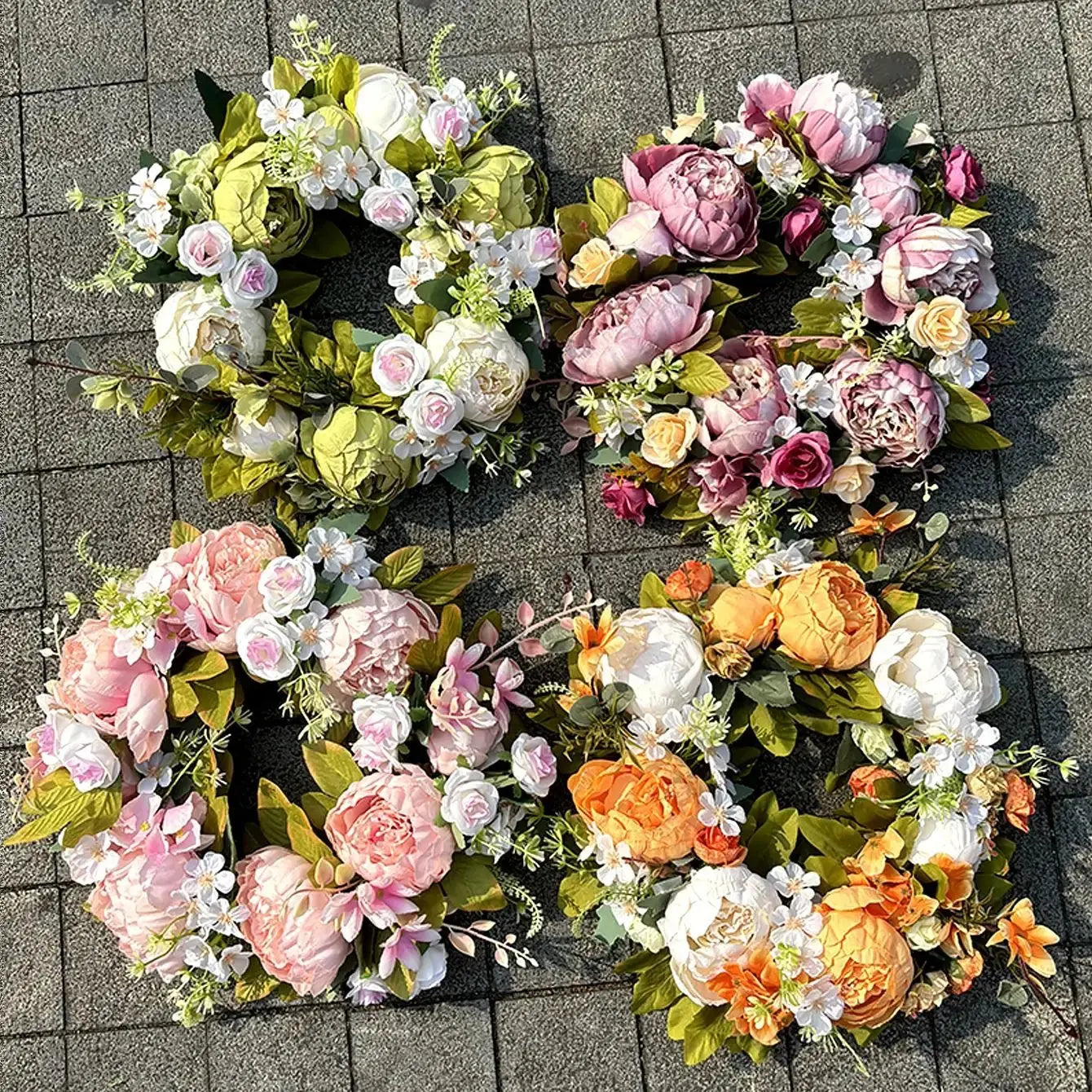 PeonyBloom Wreath - Künstliche Outdoor-Display Herbst Dekor Pfingstrose Kranz Elegare