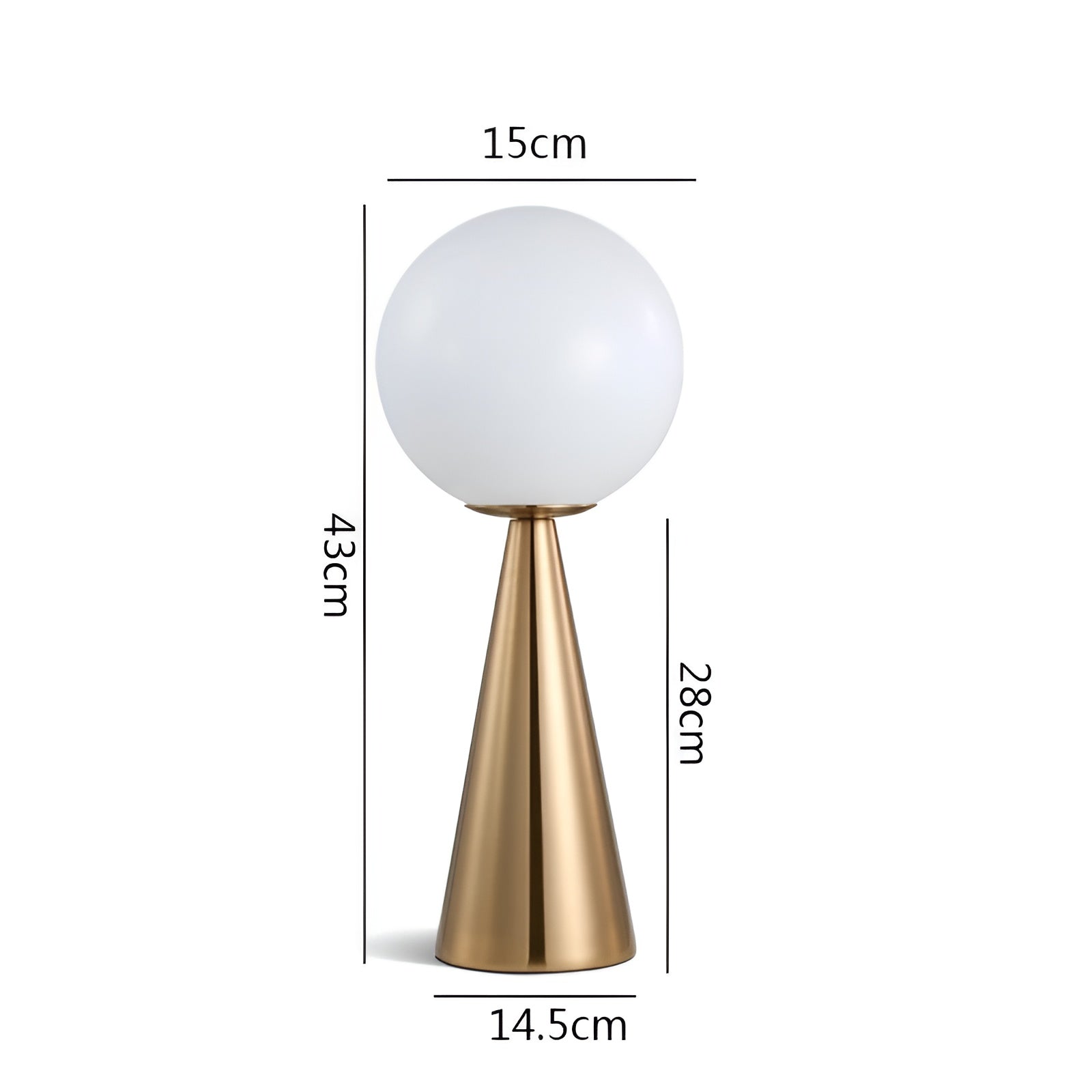 RadiantGlobe Lampe - Moderne Kegelförmige Goldene Glasdekoration Lampe Elegare