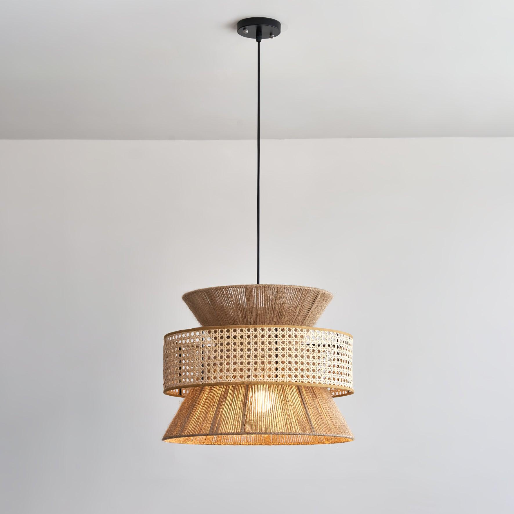 BambooLuxe Light - Italienische Bambus Rattan Pendelleuchte Elegare