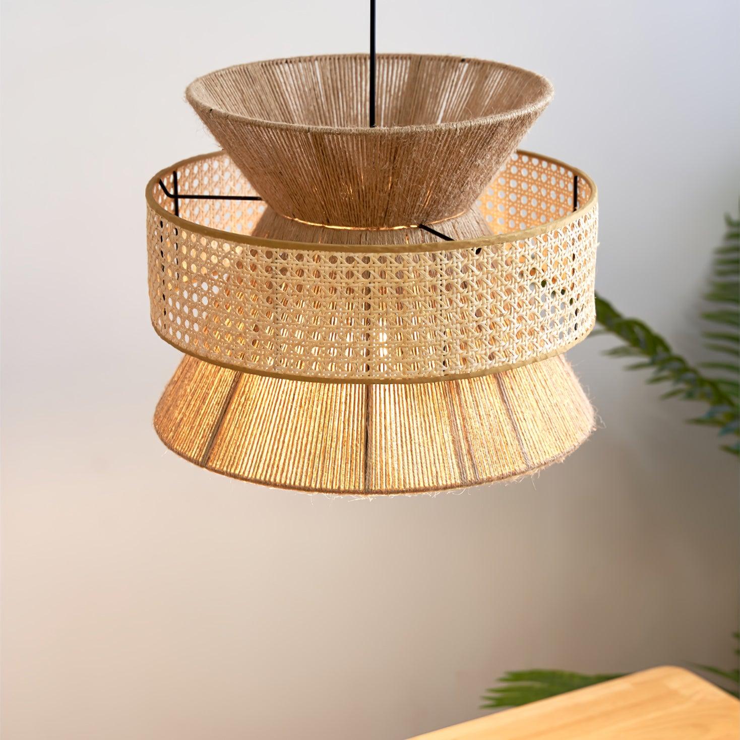 BambooLuxe Light - Italienische Bambus Rattan Pendelleuchte Elegare