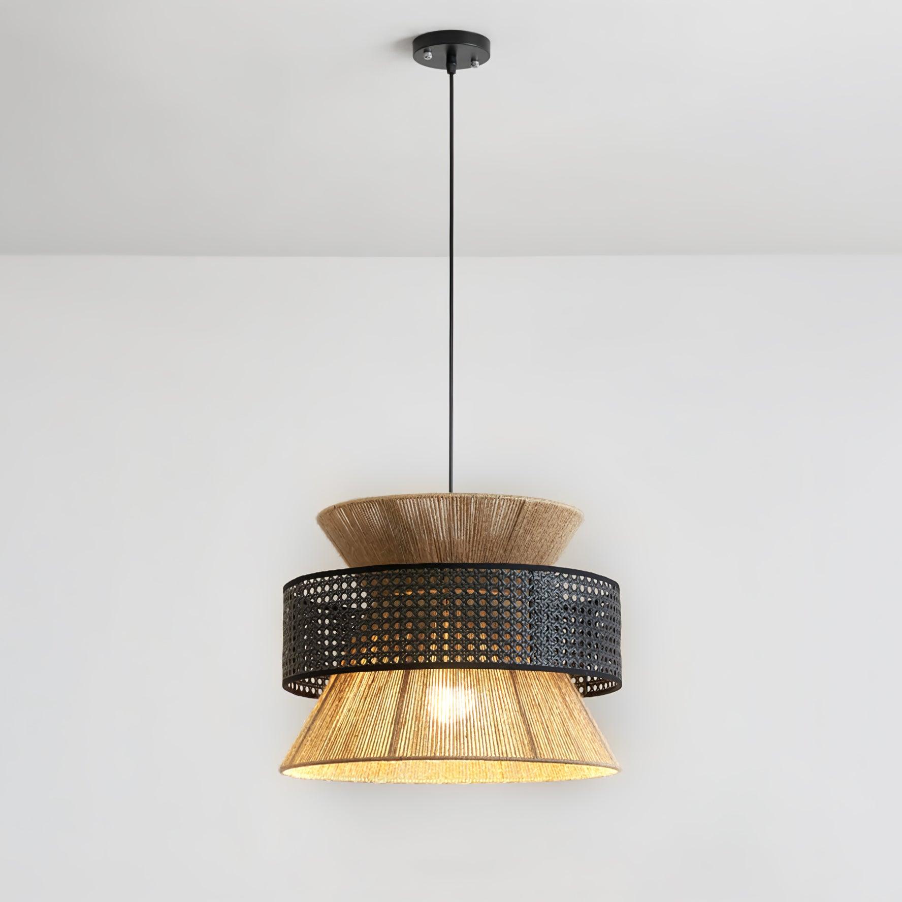 BambooLuxe Light - Italienische Bambus Rattan Pendelleuchte Elegare