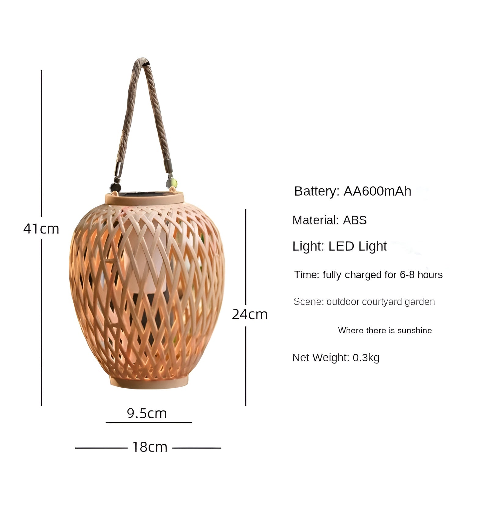 RattanBreeze Light - Kreative Rattan Solar Garten Deko Lampe Elegare