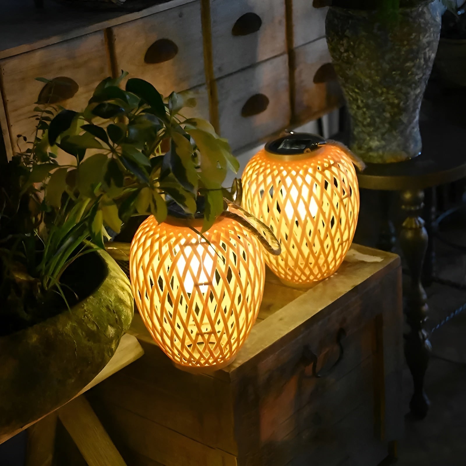 RattanBreeze Light - Kreative Rattan Solar Garten Deko Lampe Elegare