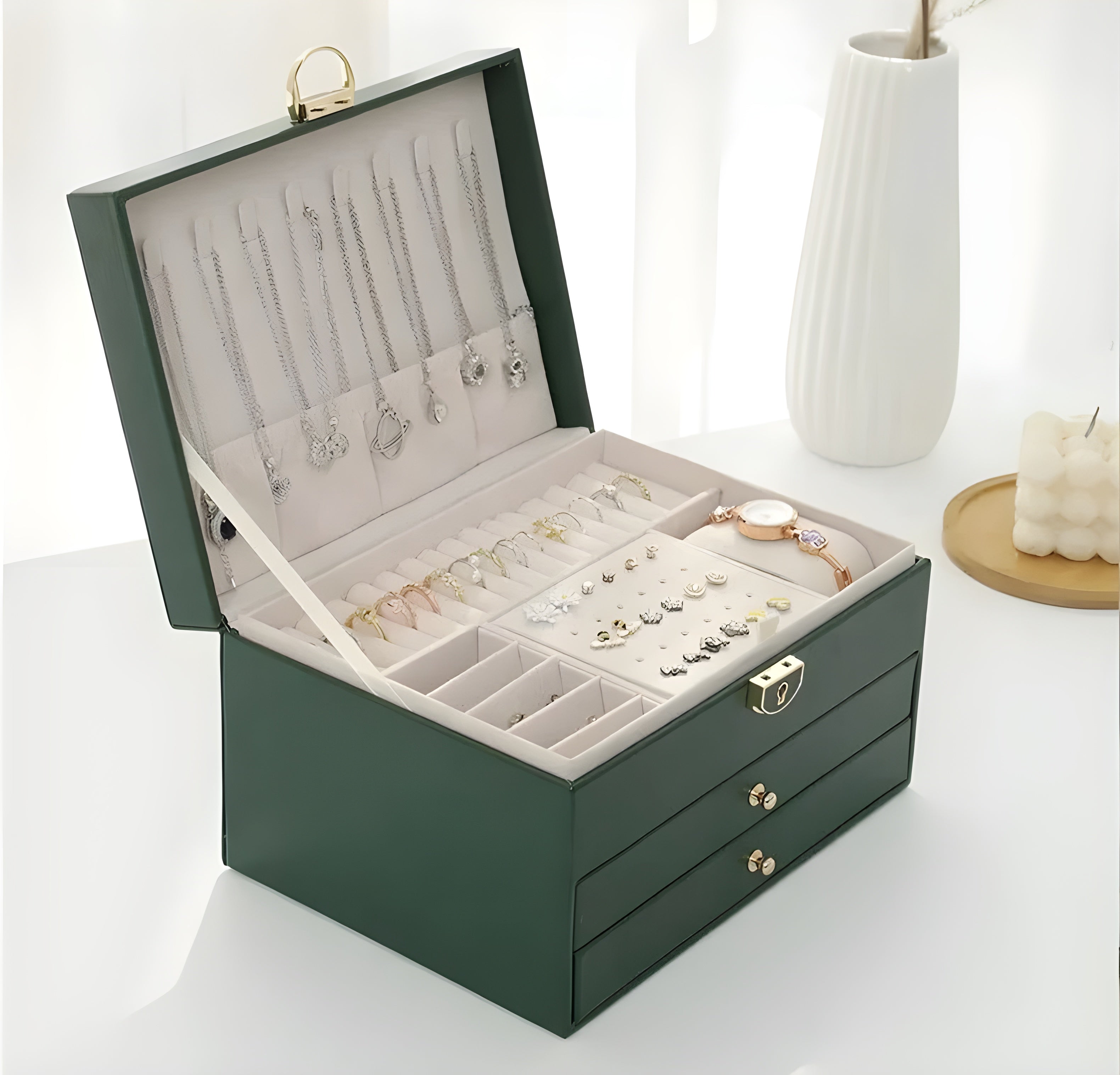 DiamondKeep Box - Elegante Drie-laagse Sieradendoos